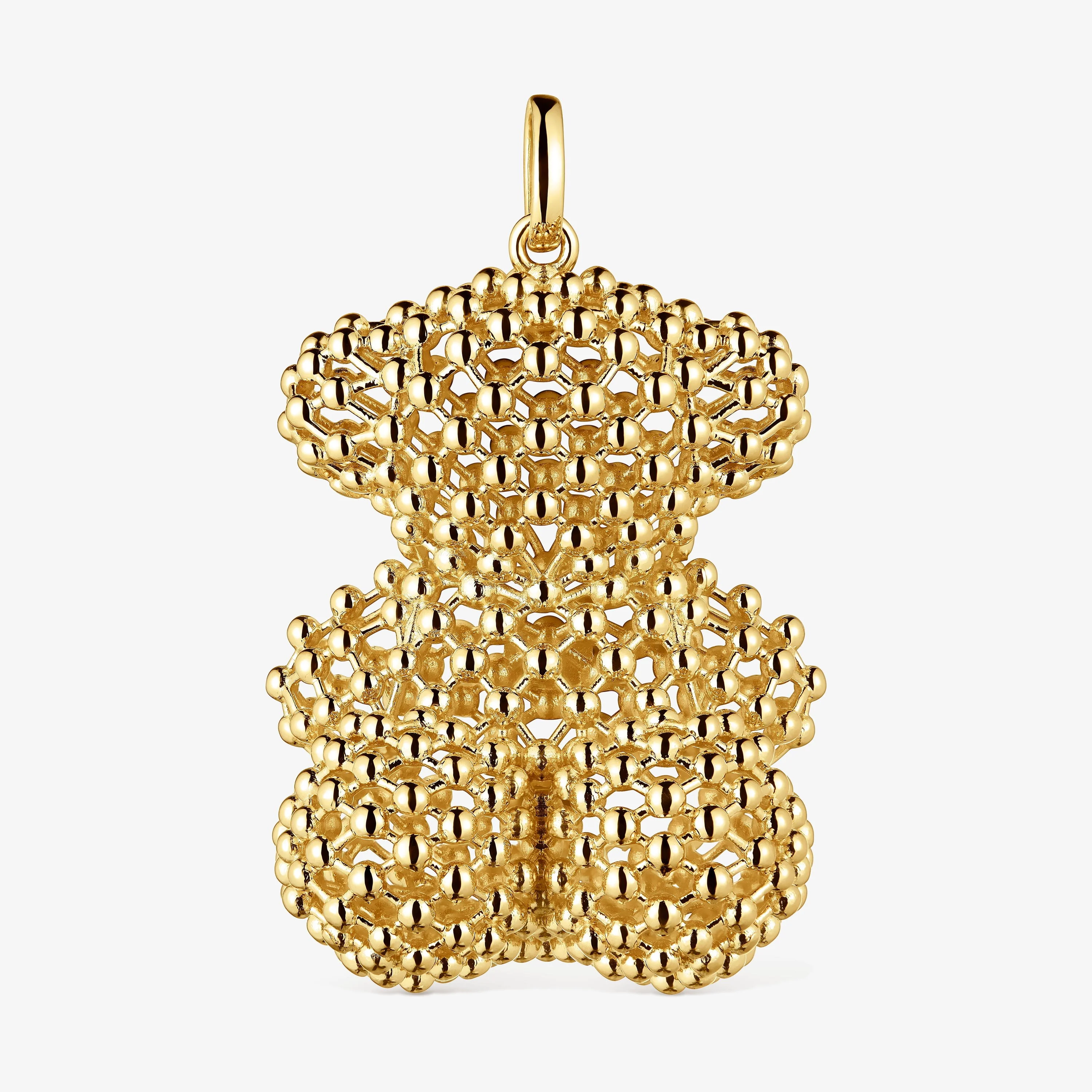 Large texturized bear Pendant, with 18K gold vermeil Bold Bear - 1