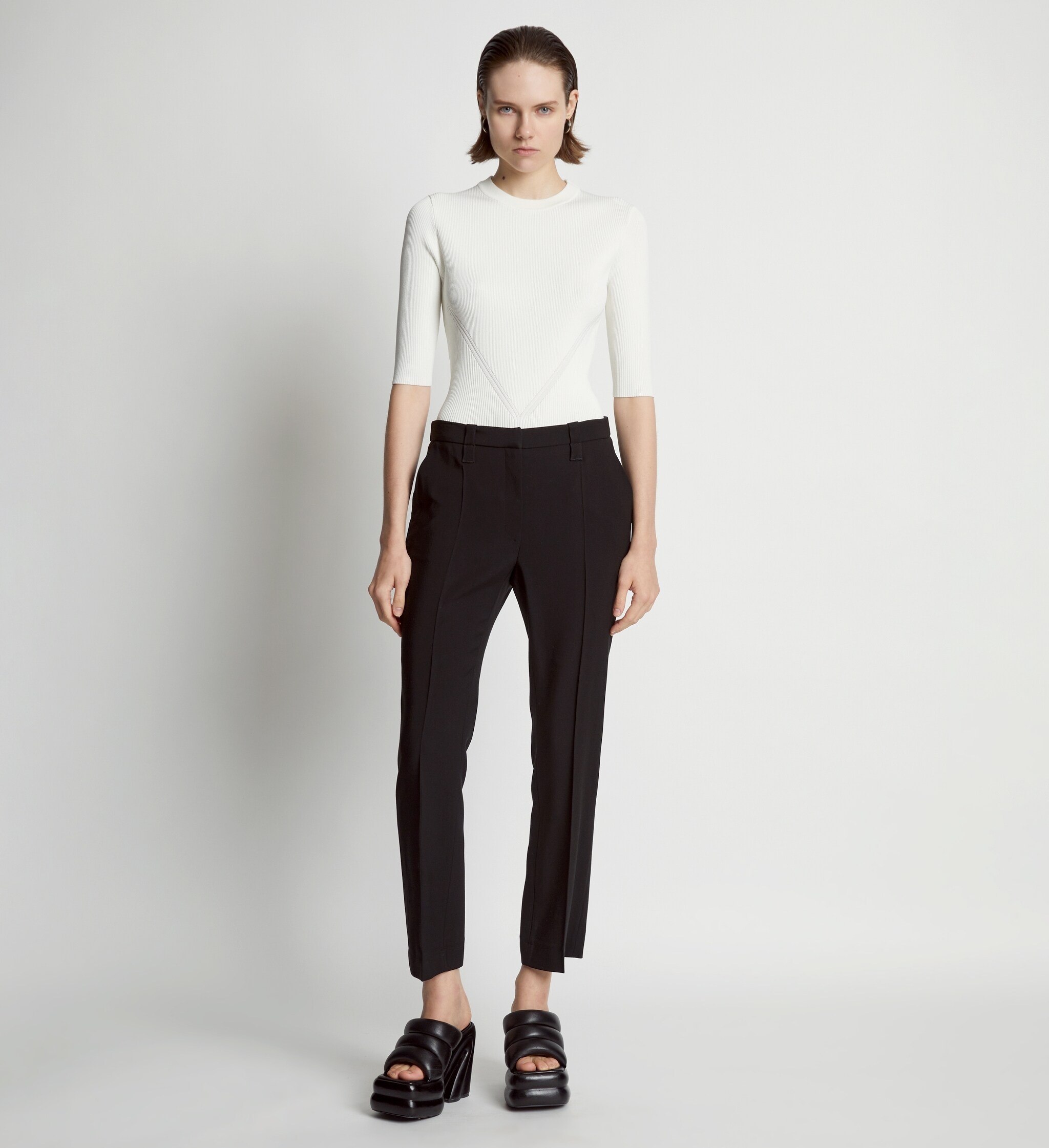 Viscose Suiting Crop Flare Pants - 2