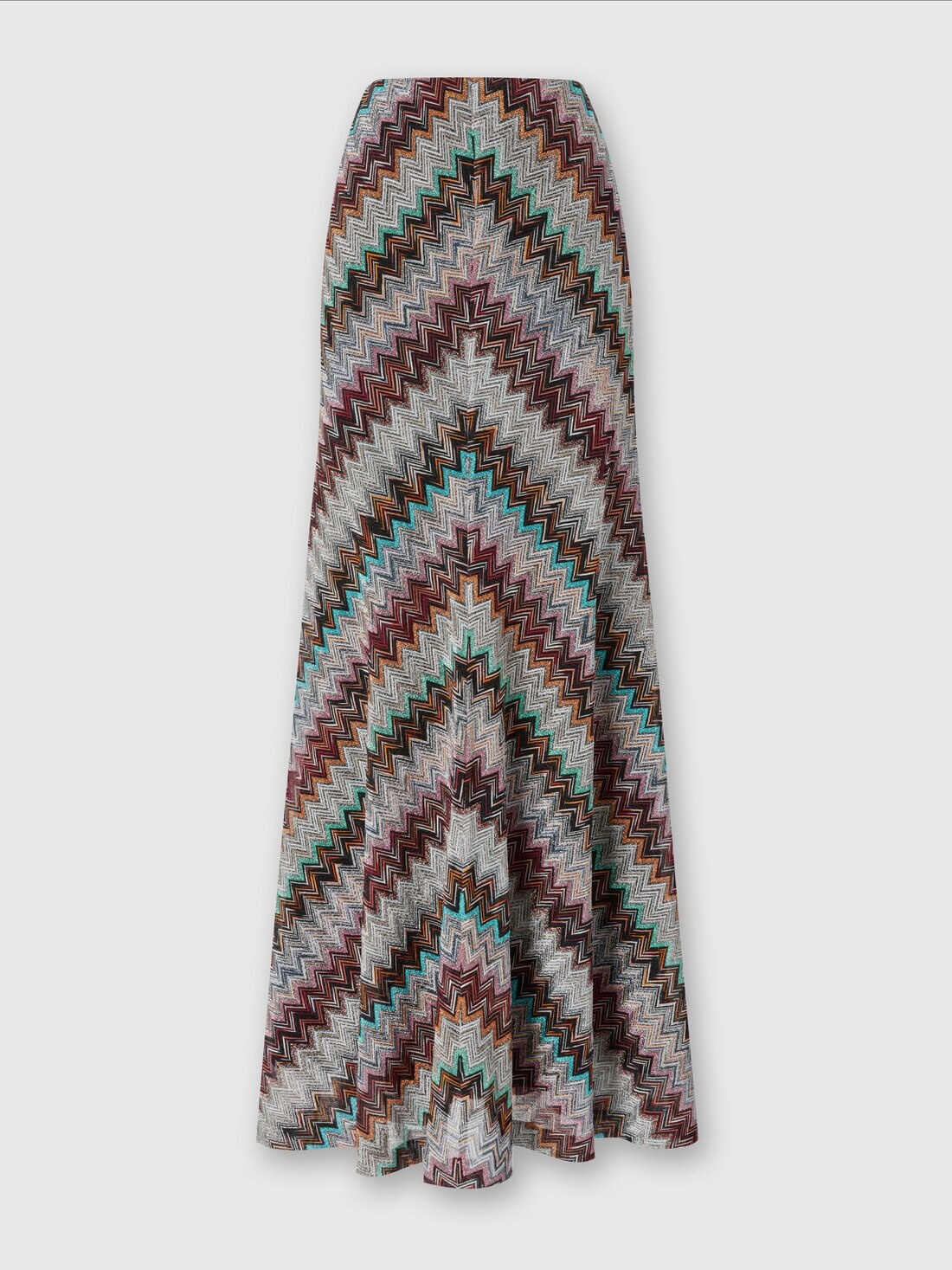 Long flared skirt with lamé slub zigzag motif - 1