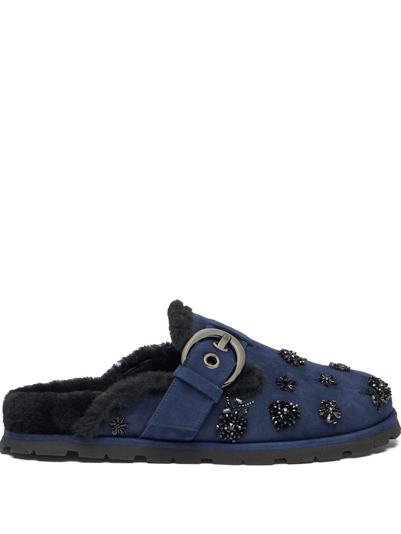 Chrystie shearling buckle mules 1