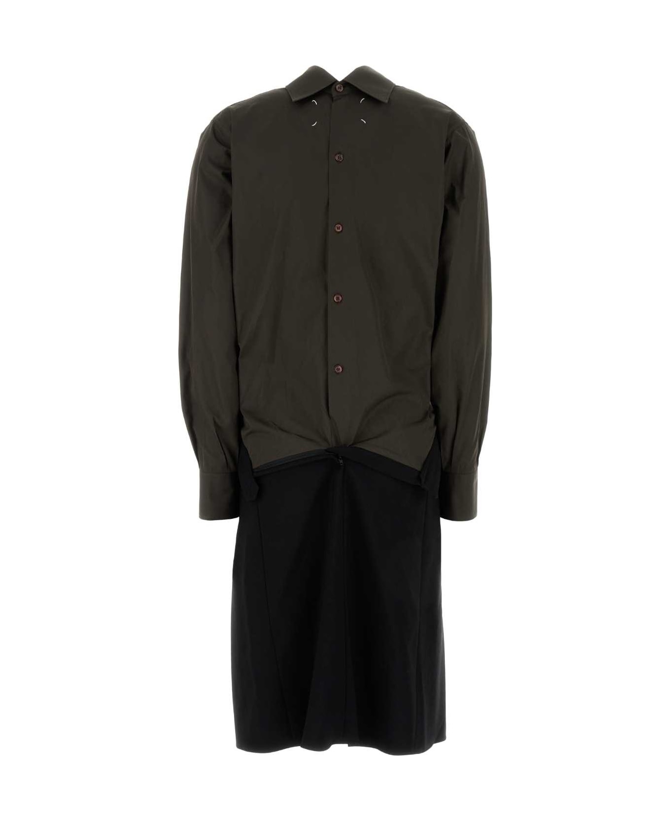 Two-tone Poplin And Wool Shirt Dress - 2