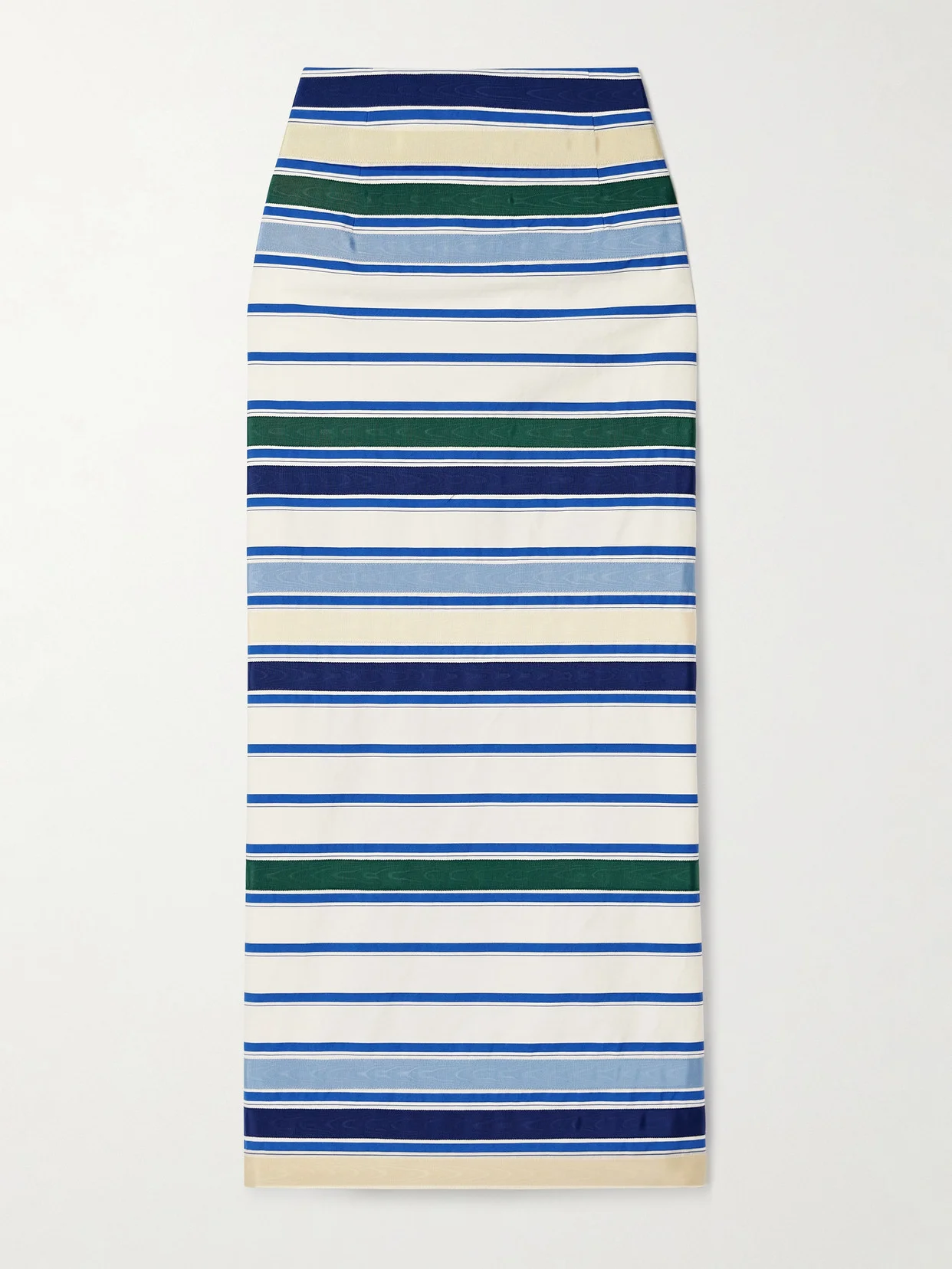 Ribbon Grosgrain-trimmed Striped Herringbone Cotton-blend Midi Skirt - 1