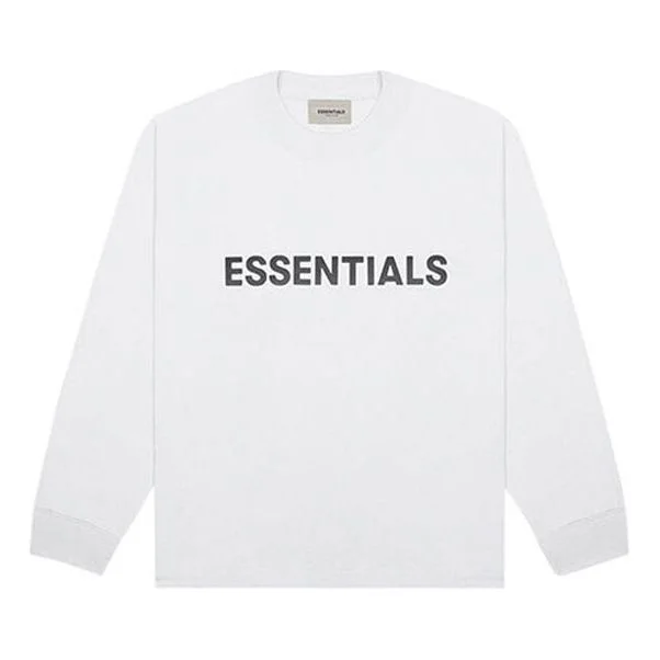 Fear of God Essentials SS20 3D Silicon Applique Boxy Long Sleeve White Logo Tee FOG-SS20-293 - 1