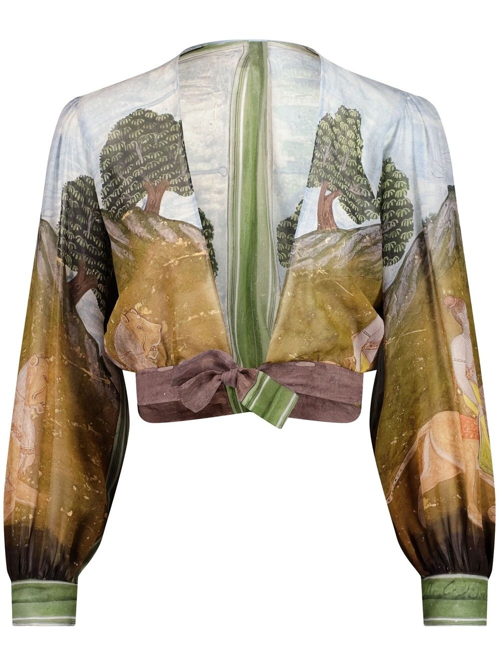 landscape-print wrap blouse - 1