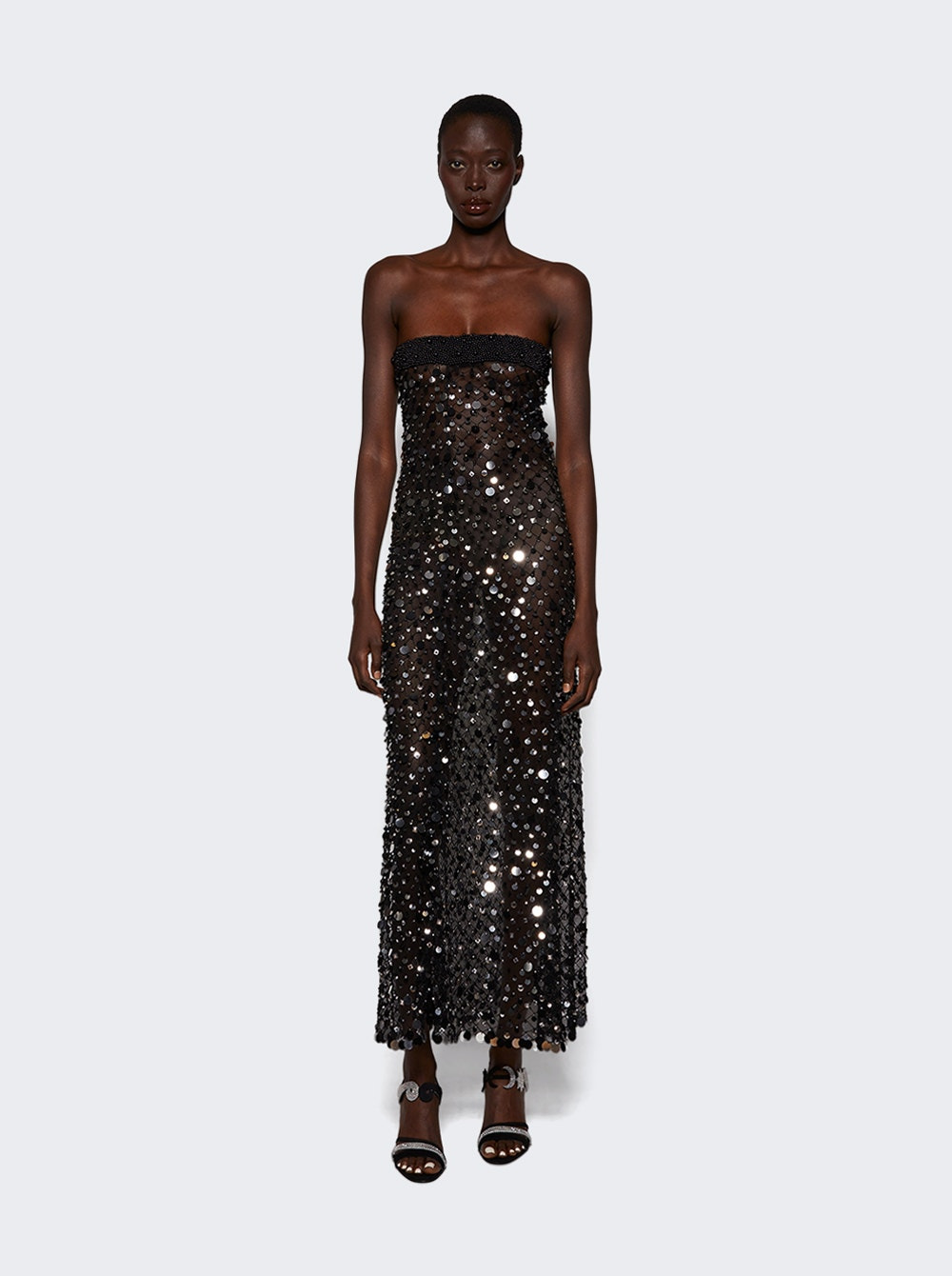 Fishnet Bandeau Maxi Dress Black - 5