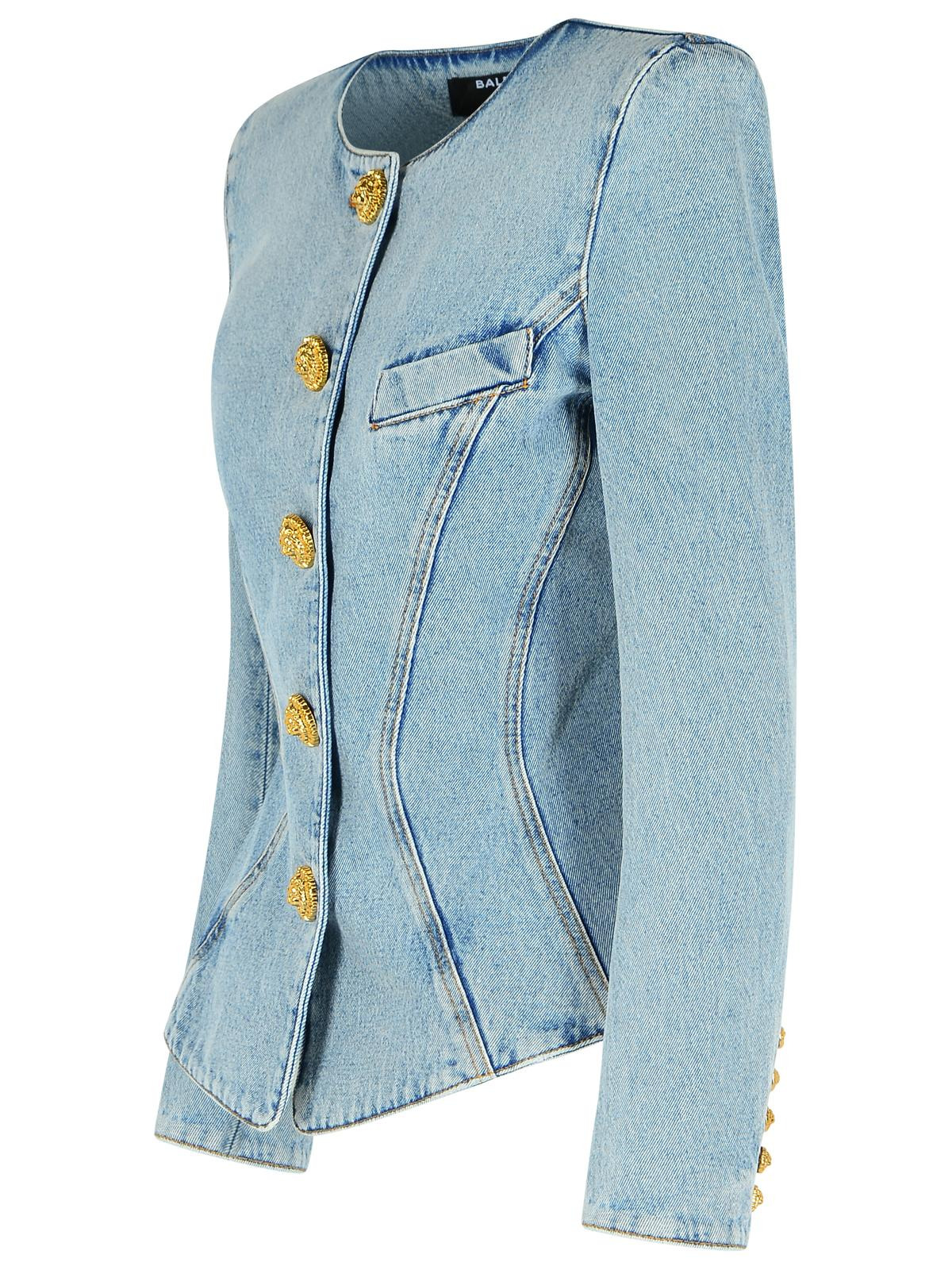 Balmain Light Blue Cotton Jacket Women - 2