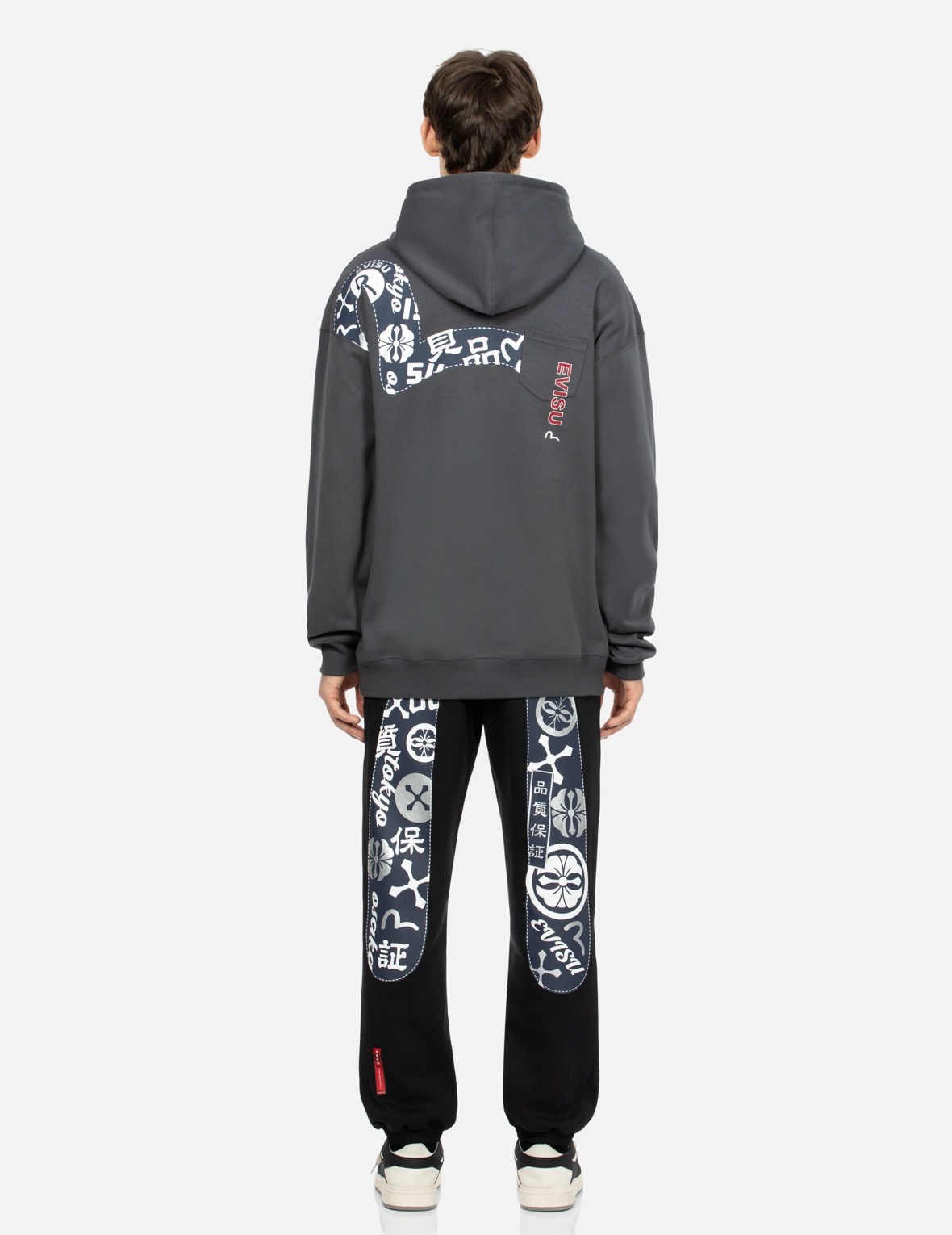 KAMON-PATTERN DAICOCK PRINT STRAIGHT FIT SWEATPANTS - 5