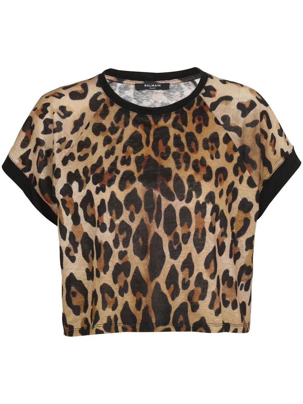 leopard-print cropped T-shirt - 1