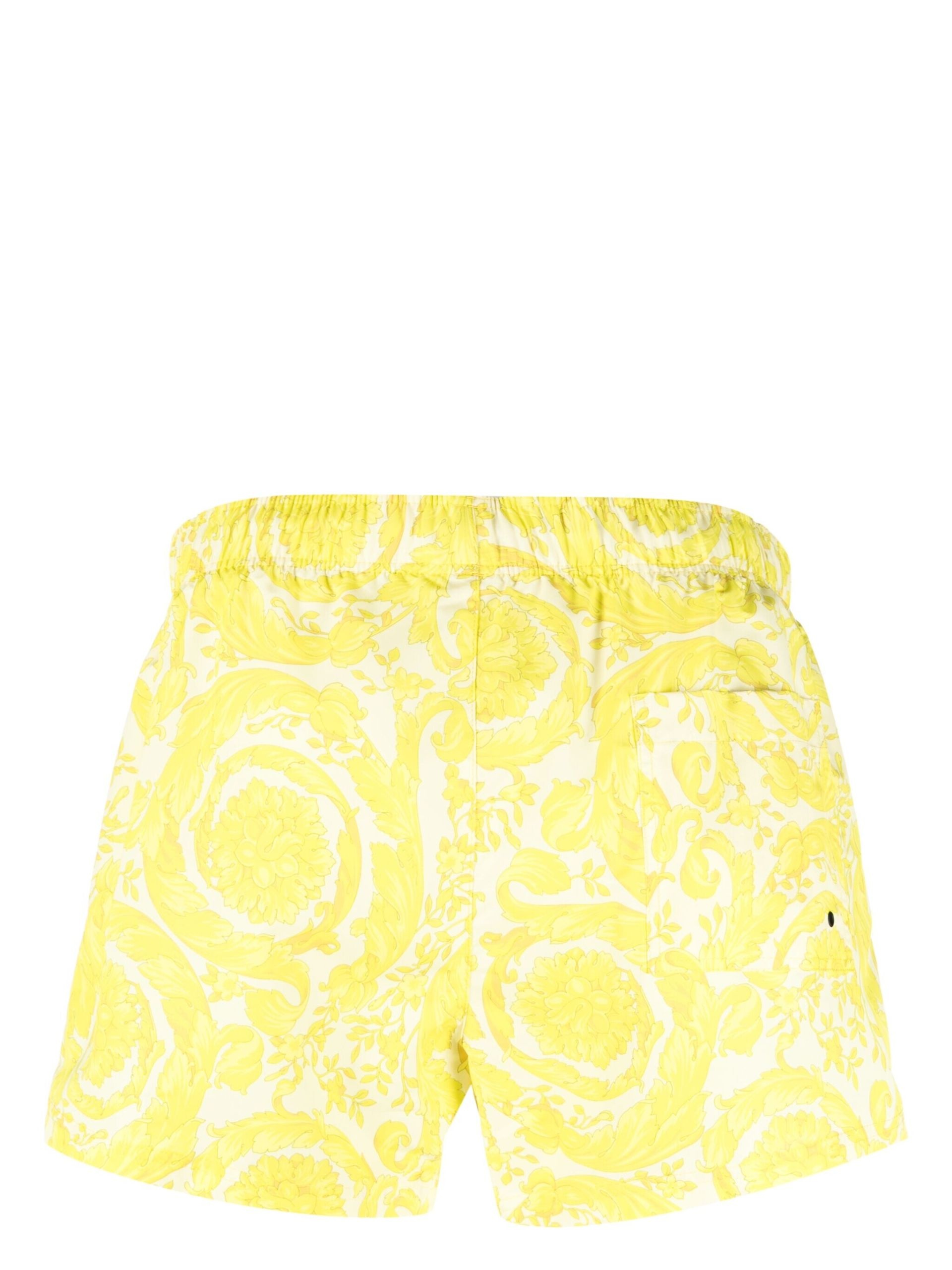 Yellow Barocco-Print Swim Shorts - 2