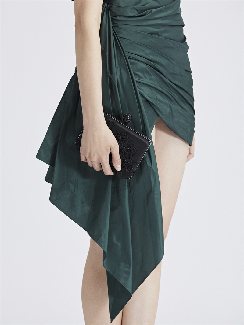 Oscar de la Renta SEQUIN-EMBROIDERED SILK ROGAN CLUTCH outlook