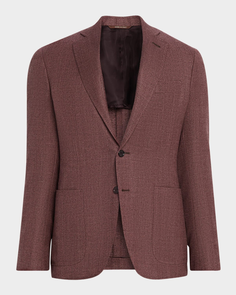 Men's Herringbone Notch Lapel Sport Coat 1