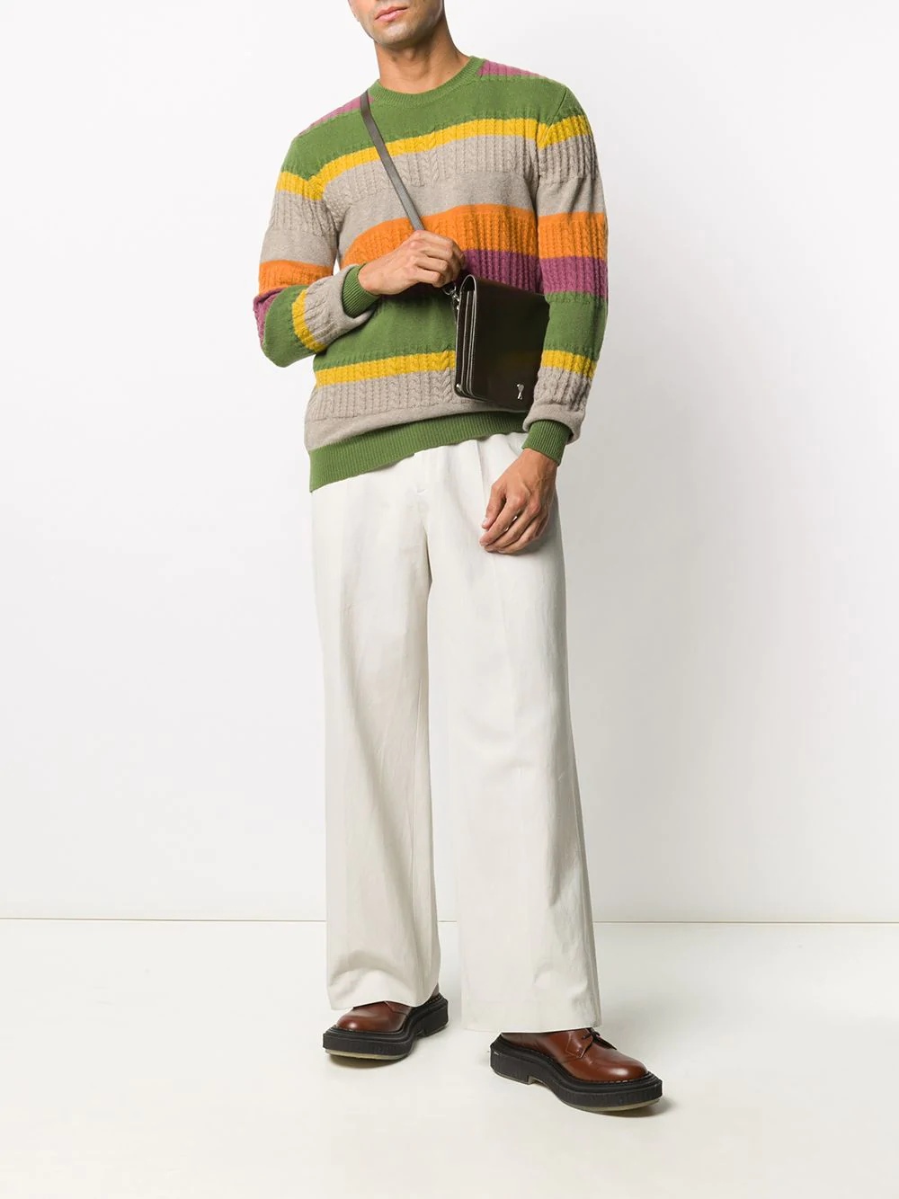 striped cable knit jumper  - 2