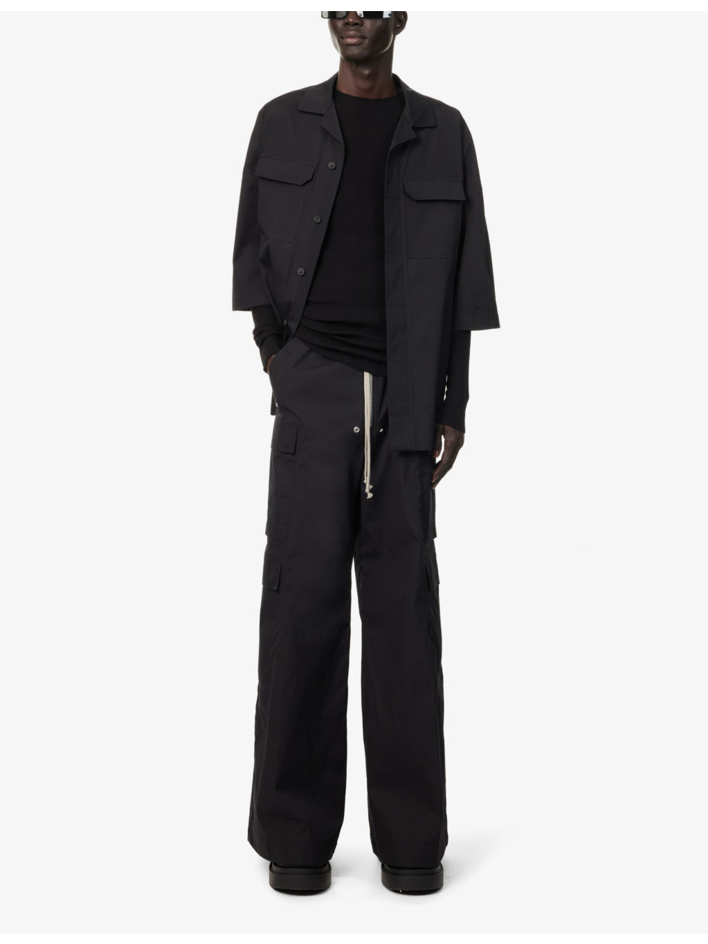 Cargobelas Multi-Pockets Wide-Leg Relaxed-Fit Stretch-Cotton Trousers - 2