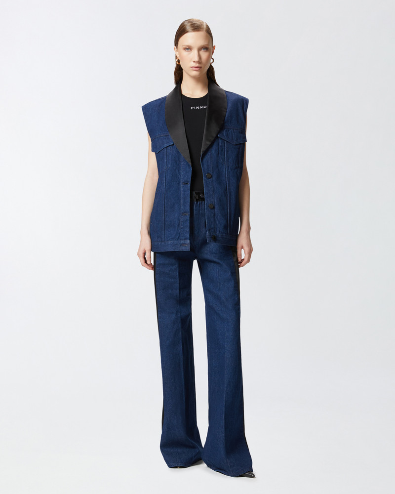 PINKO FLARED JEANS WITH SHINY BLACK SATIN DETAILS outlook