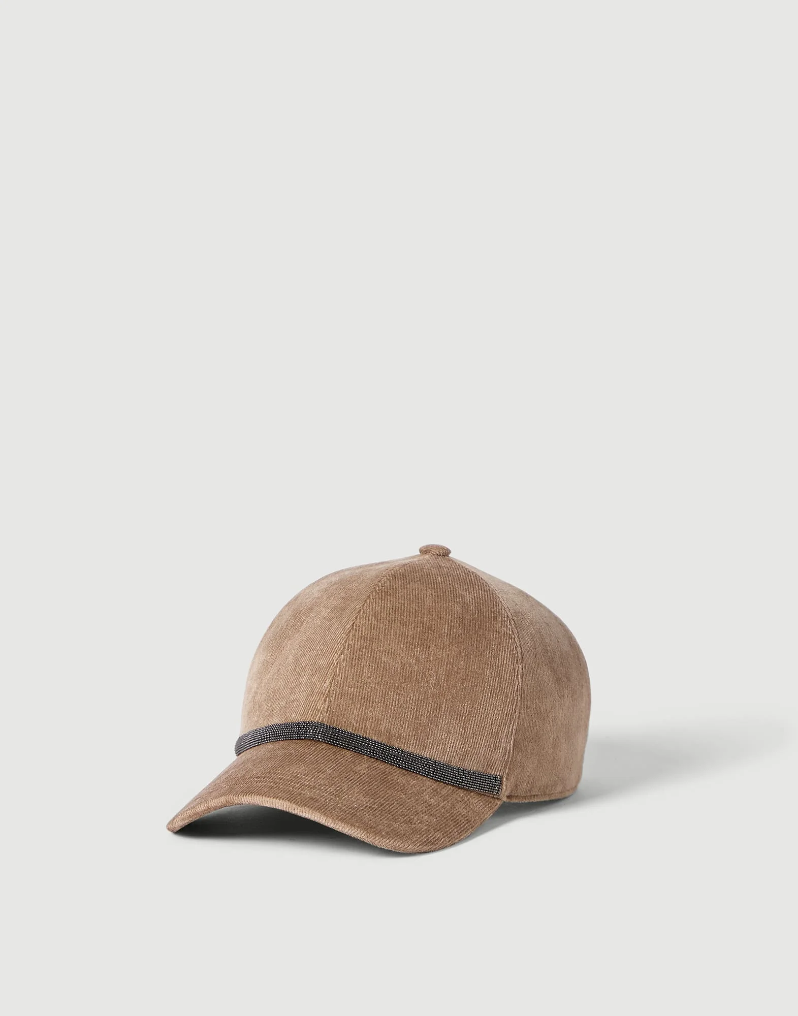 Fluid corduroy baseball cap with shiny band - 1