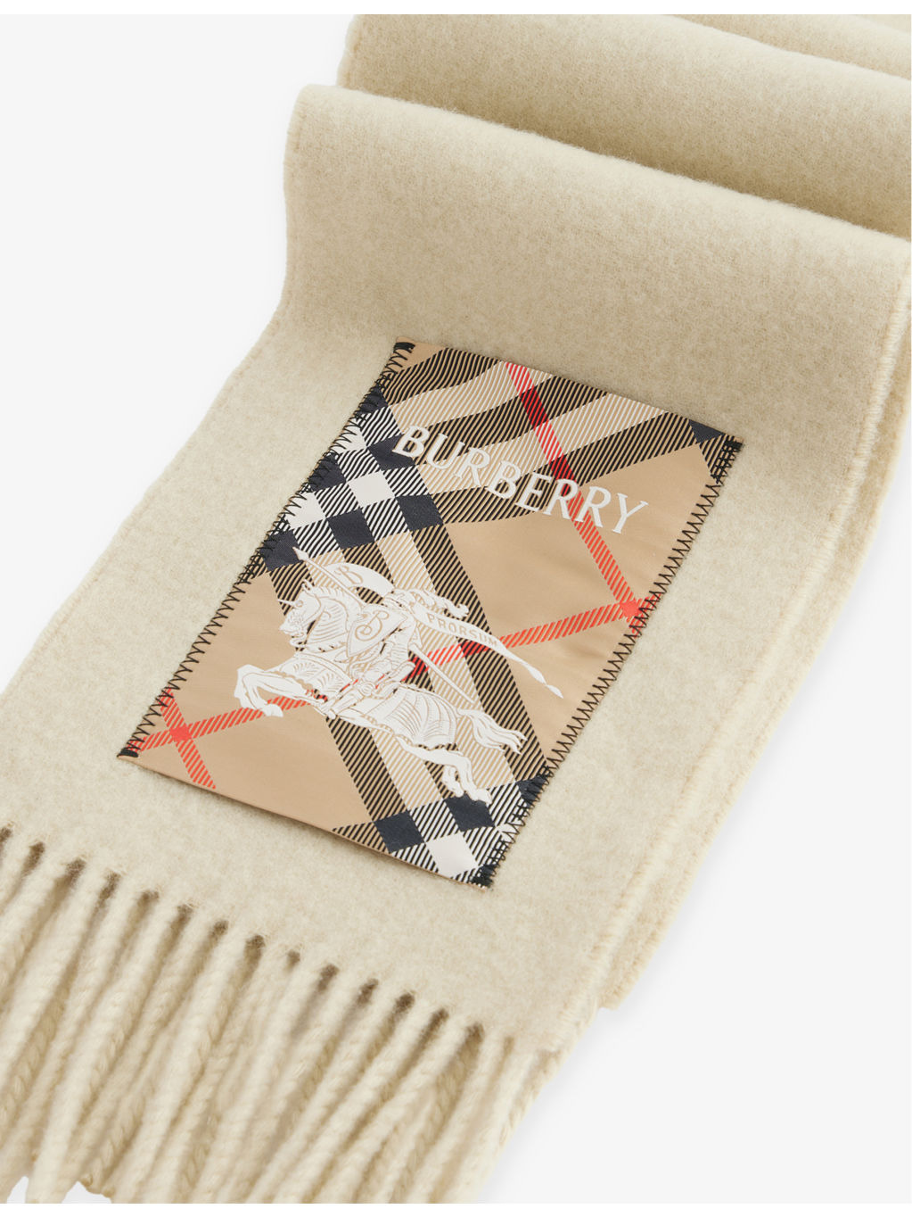 Brand-patch fringed cashmere scarf - 3