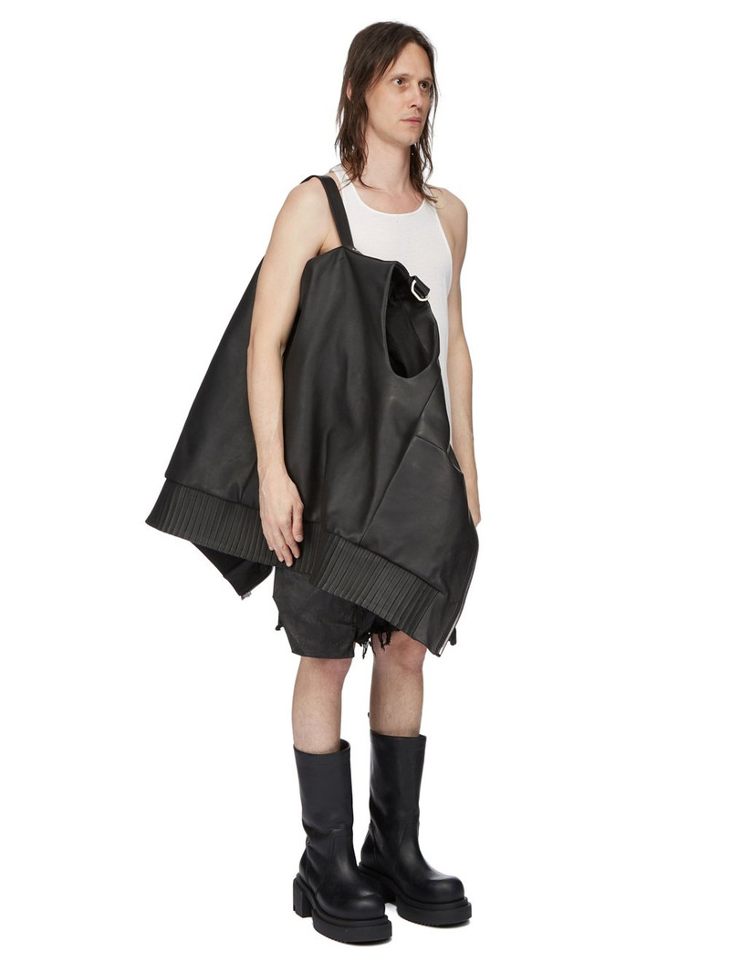 Black Sleeveless Leather Hoodie 9