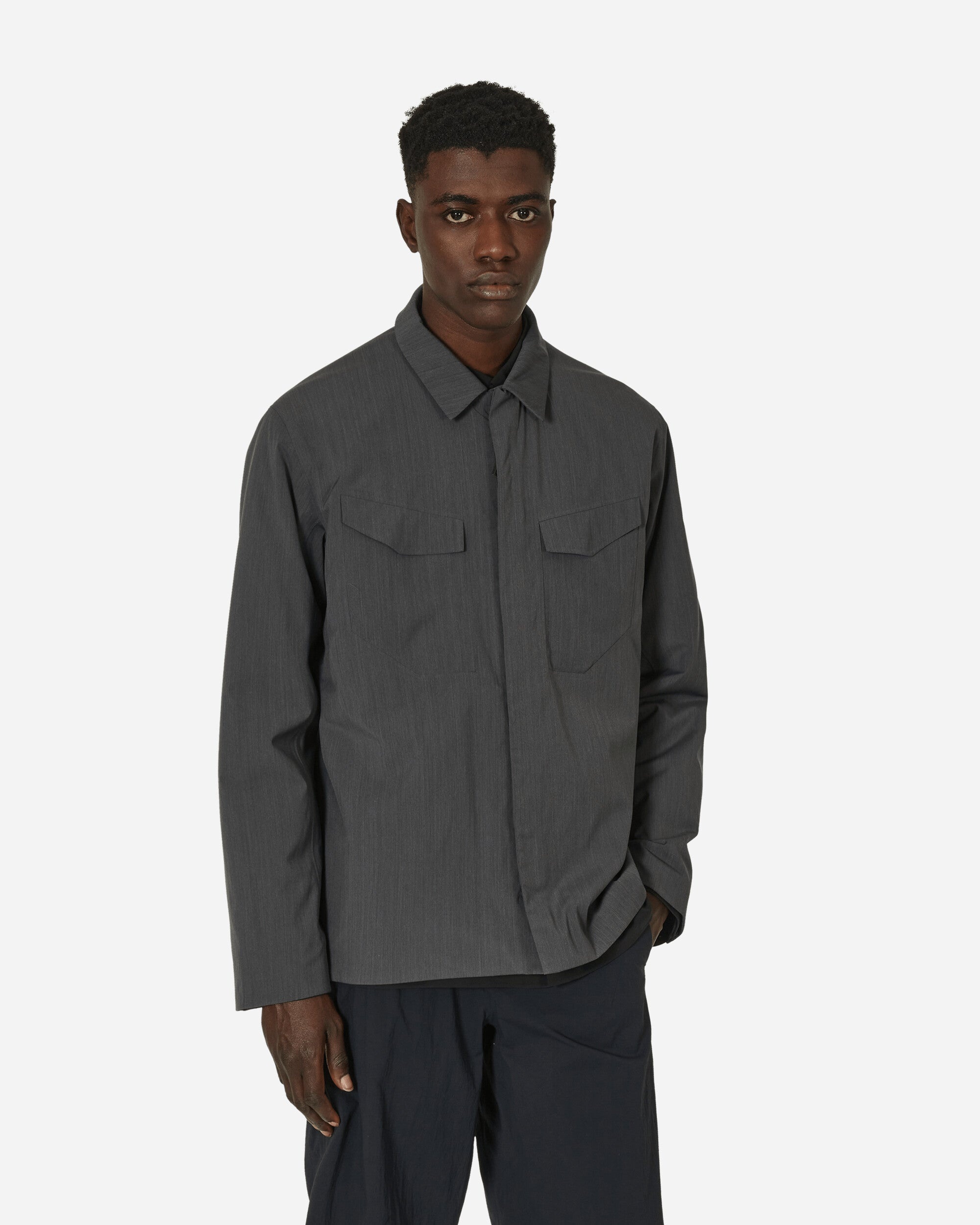 【極美品】HUMAN MADE WOOL OVERSHIRT L 黒グレー Dark grey techwool overshirt | Corneliani