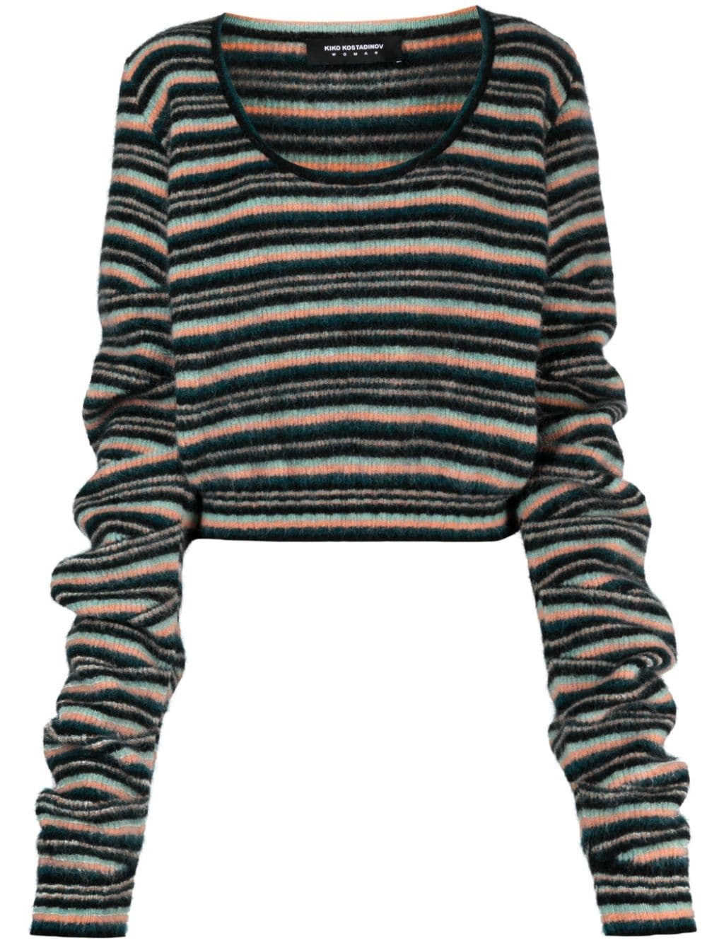 round-neck striped knitted top - 1