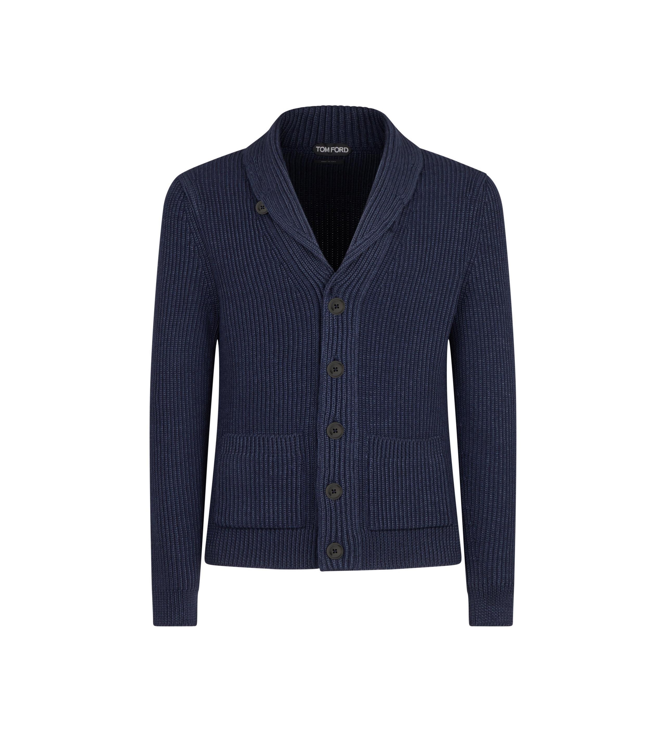 SILK MERINO SHAWL COLLAR CARDIGAN - 1