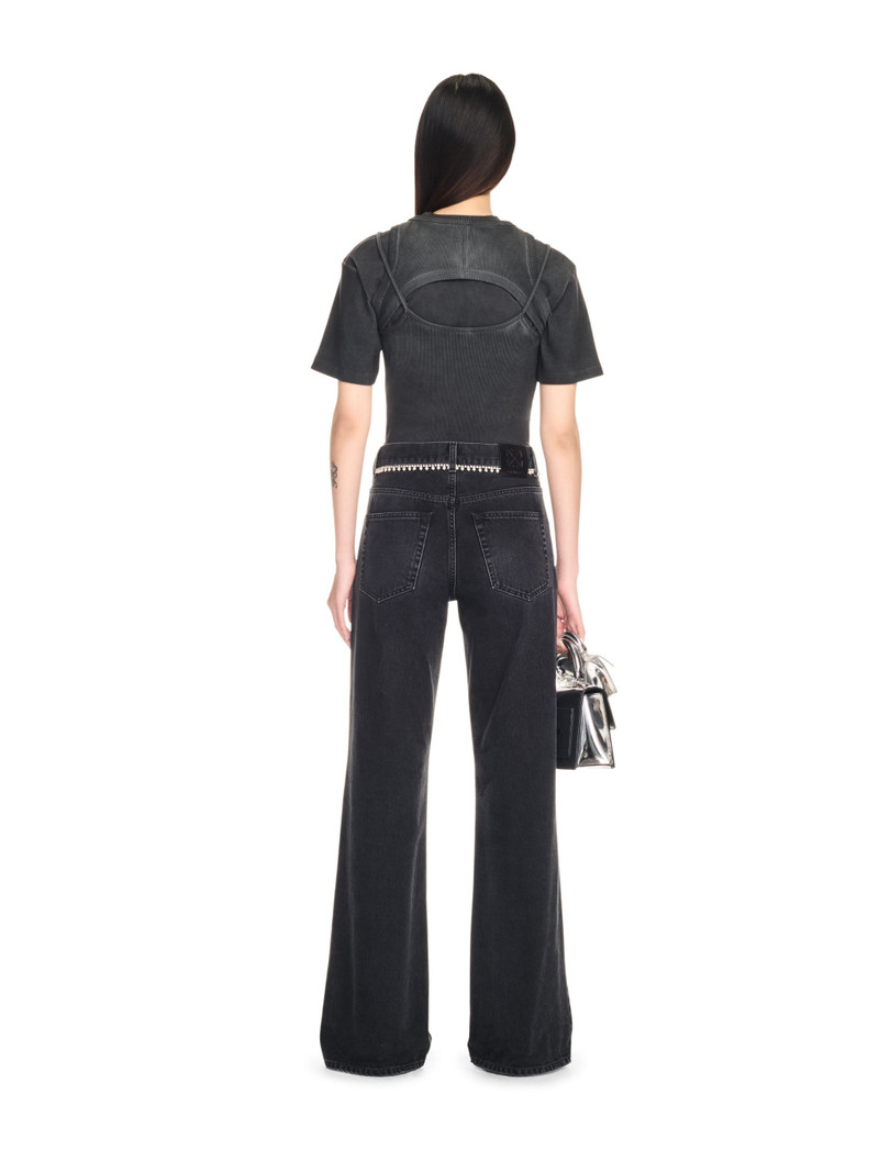 Embellished Wide Denim Pants 4