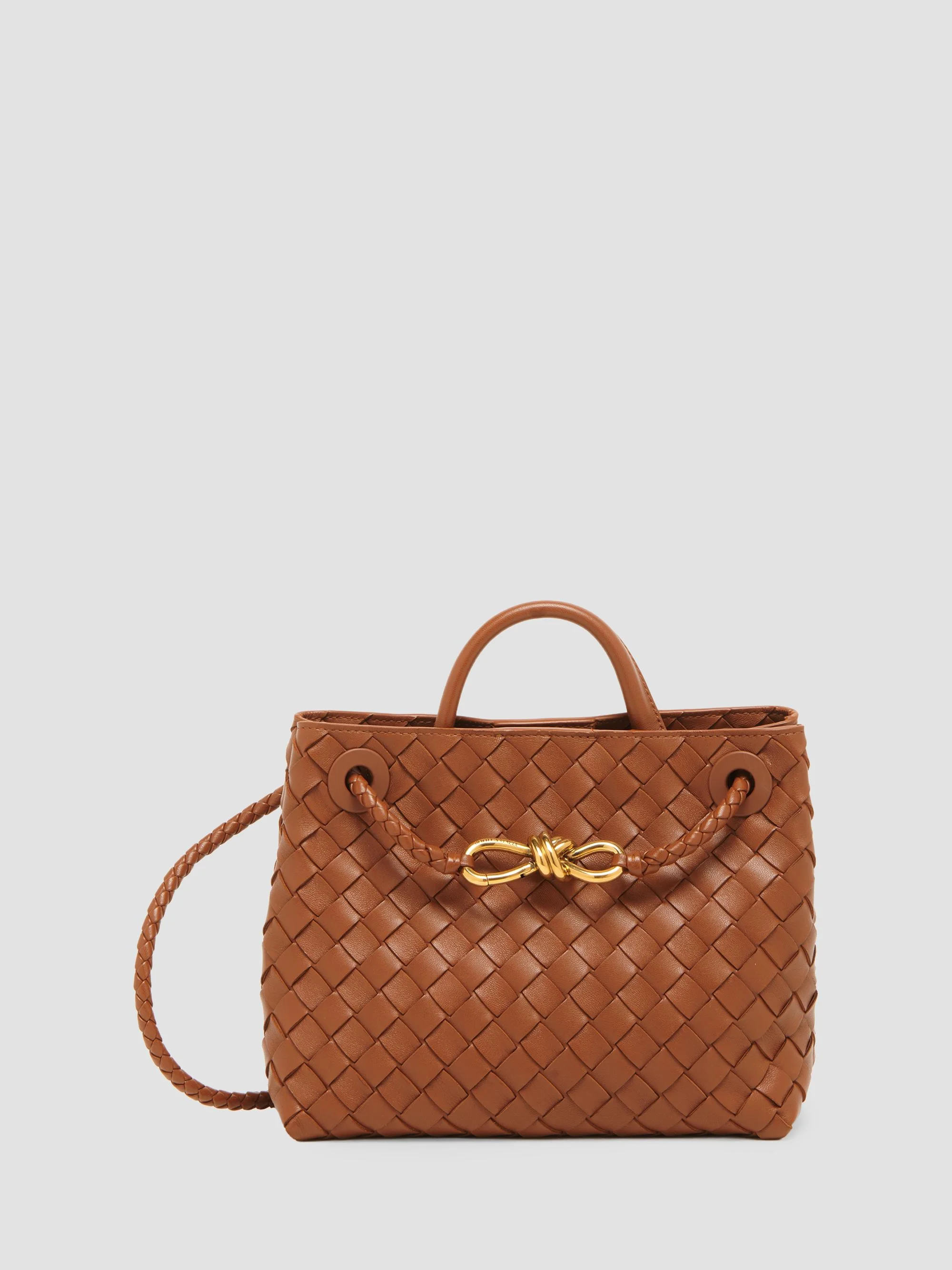 Women's Andiamo Small Intrecciato-Leather Top-Handle Bag - Tannin - 1