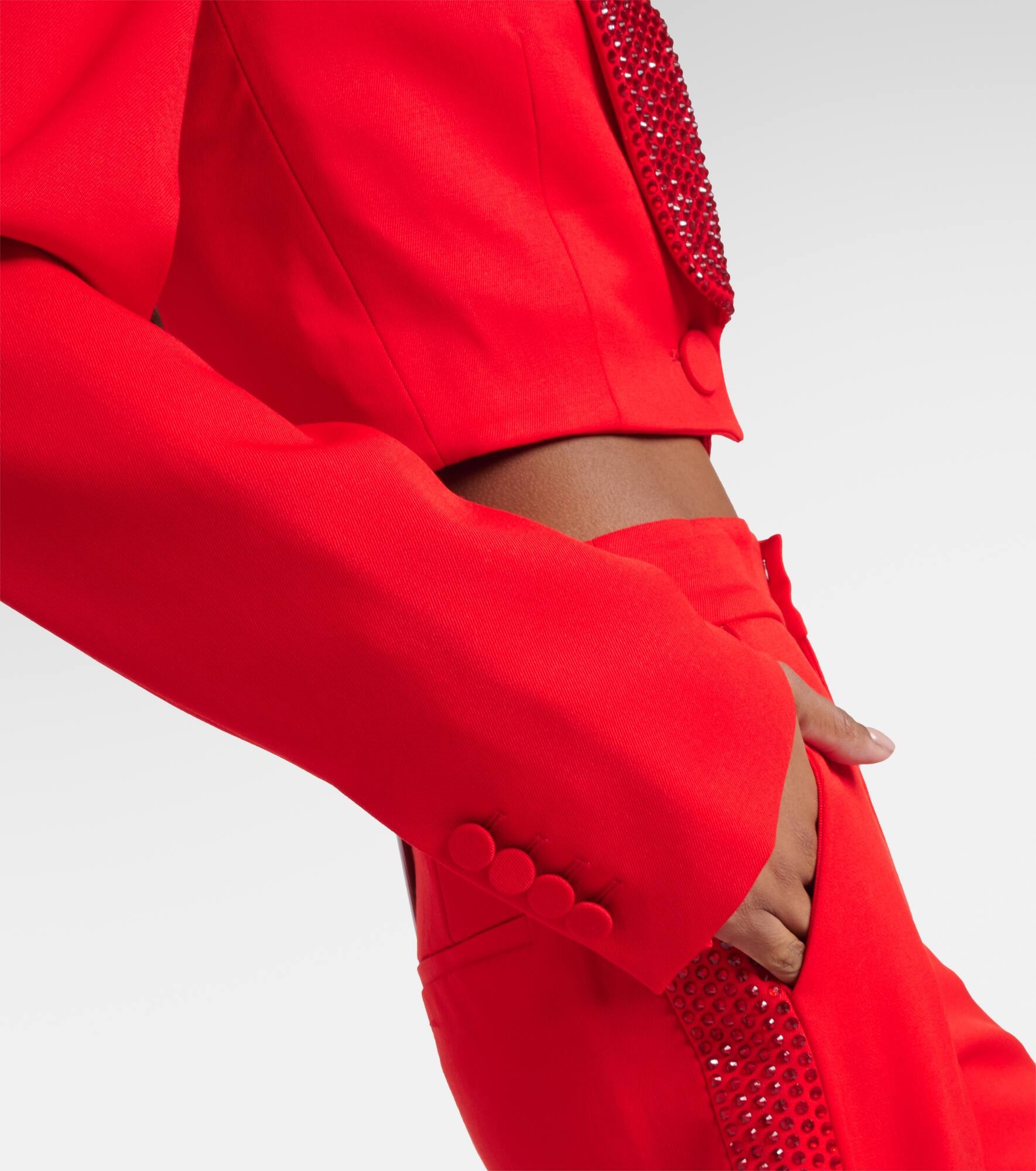 Crystal-embellished cropped wool blazer - 6