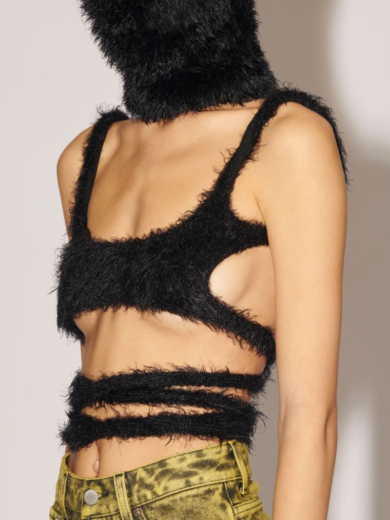 FUR BACKLESS STRING BRATOP - 6