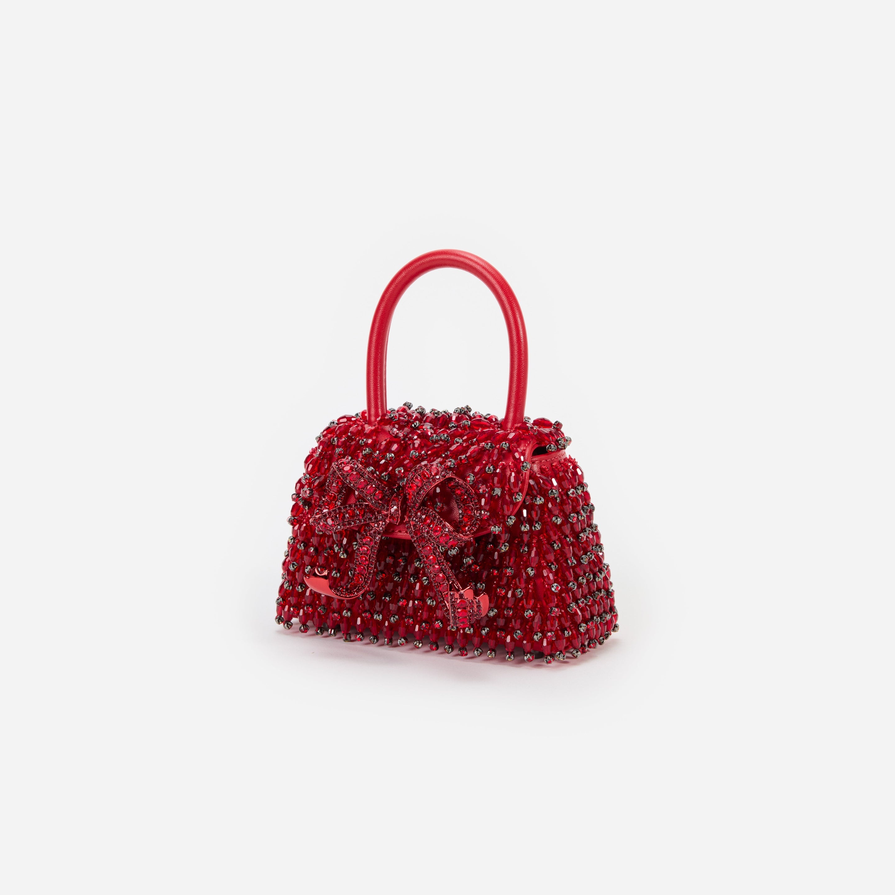 Red Embellished Micro Bow Bag - 2