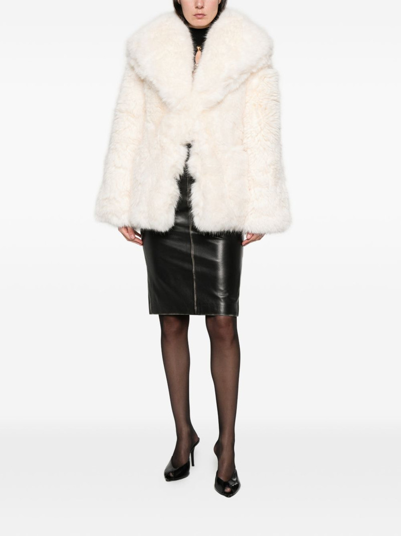self-portrait wide-lapel faux-fur coat outlook