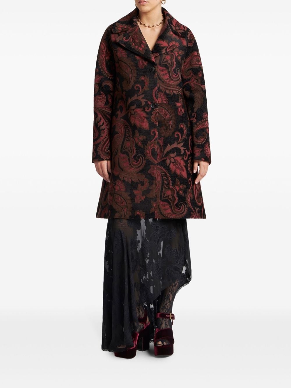 patterned-jacquard midi coat - 3