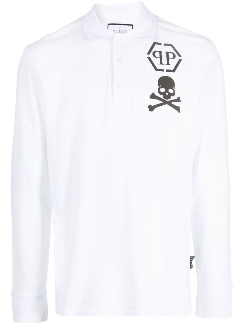 logo-print long-sleeved polo shirt 1
