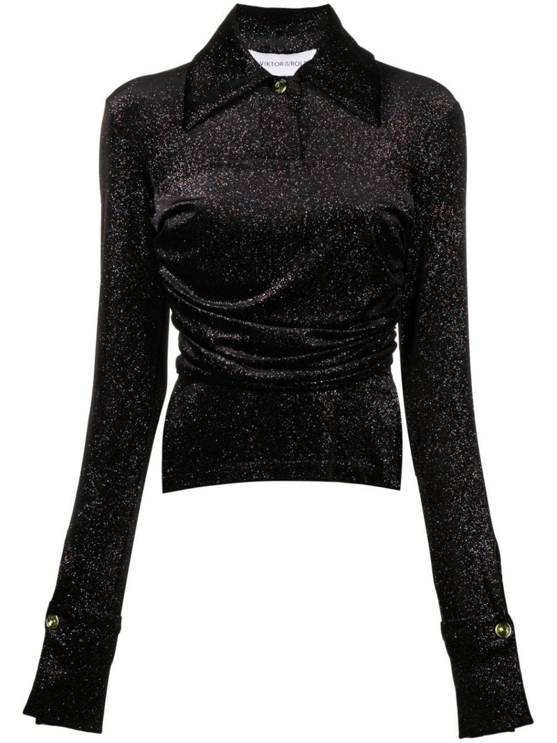 gathered glitter velvet shirt 1