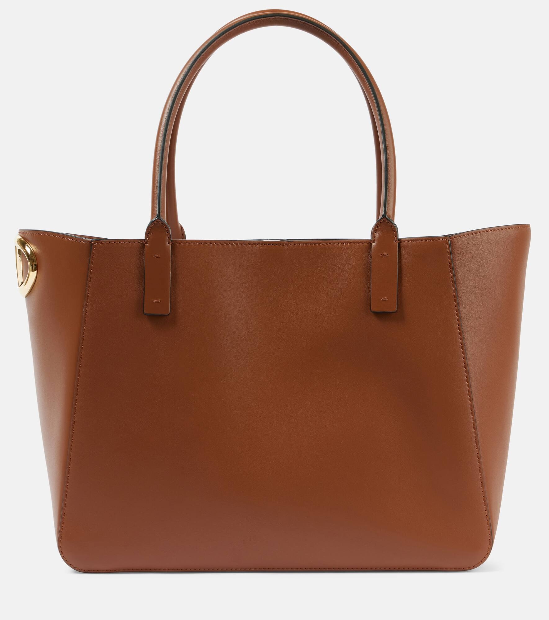 VLogo Side leather tote bag - 1