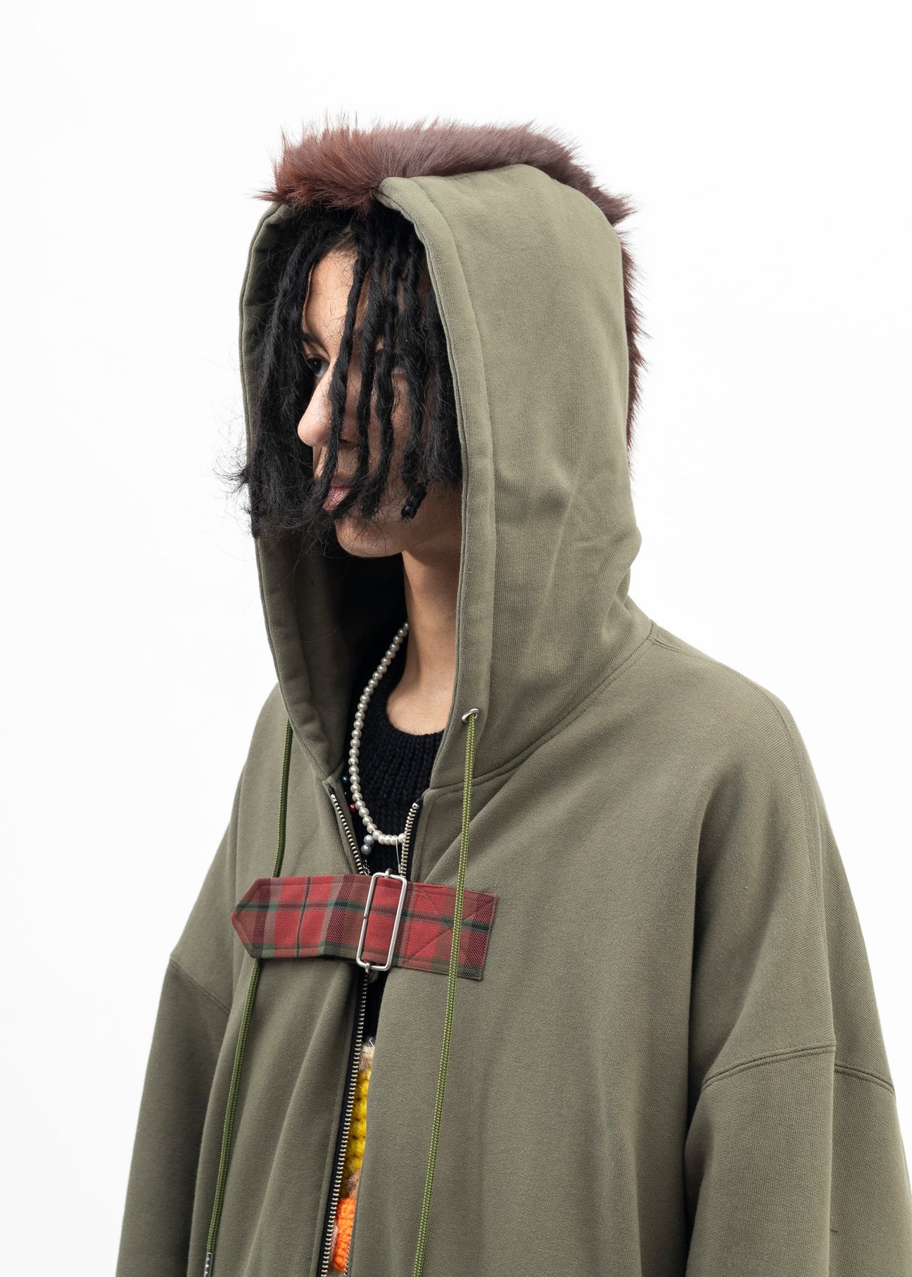 KHAKI GREEN MOHAWK PUNK HOODIE - 5