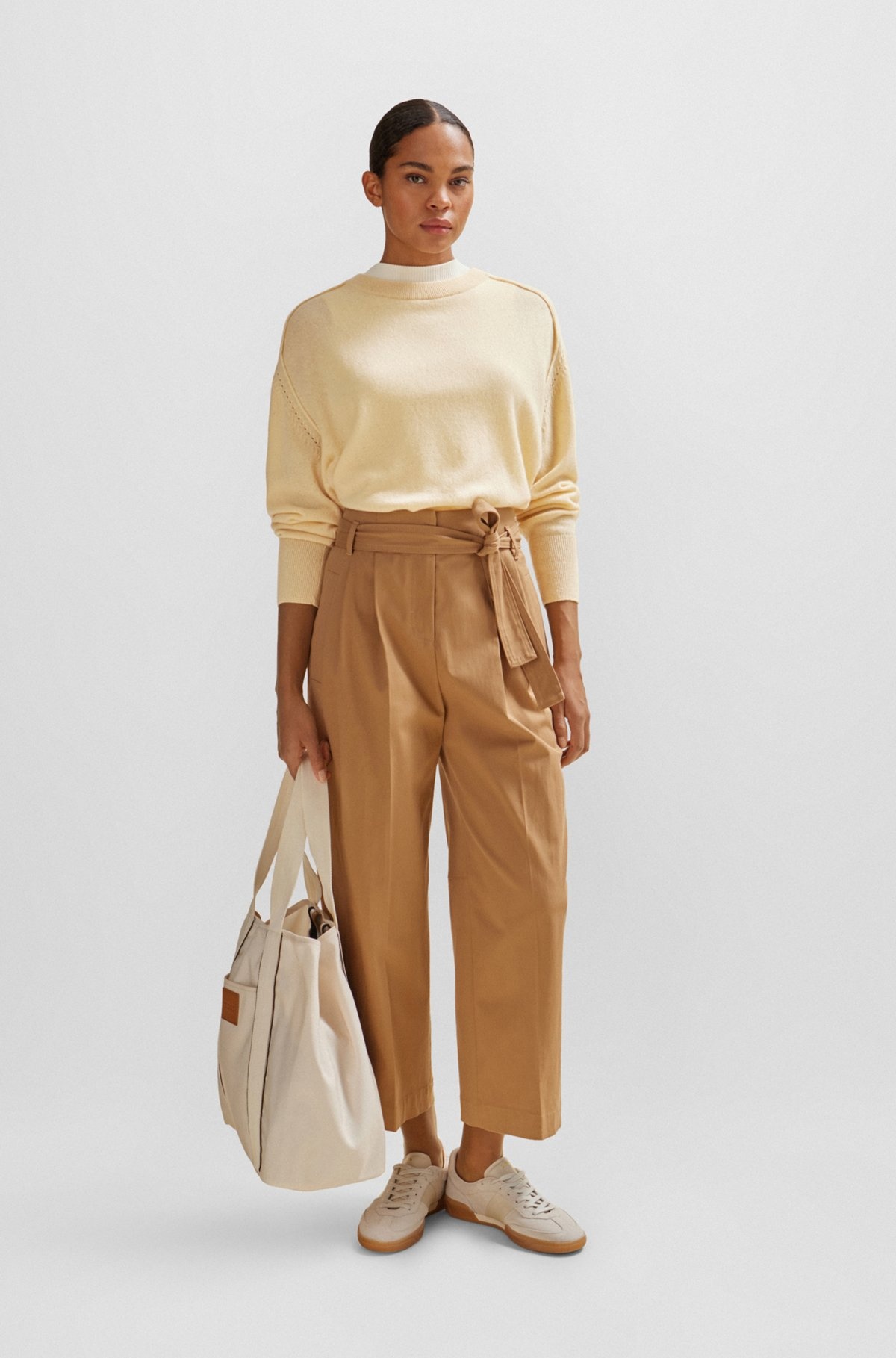 MELANGE SWEATER IN CASHMERE WITH SEAM DETAILS - 3