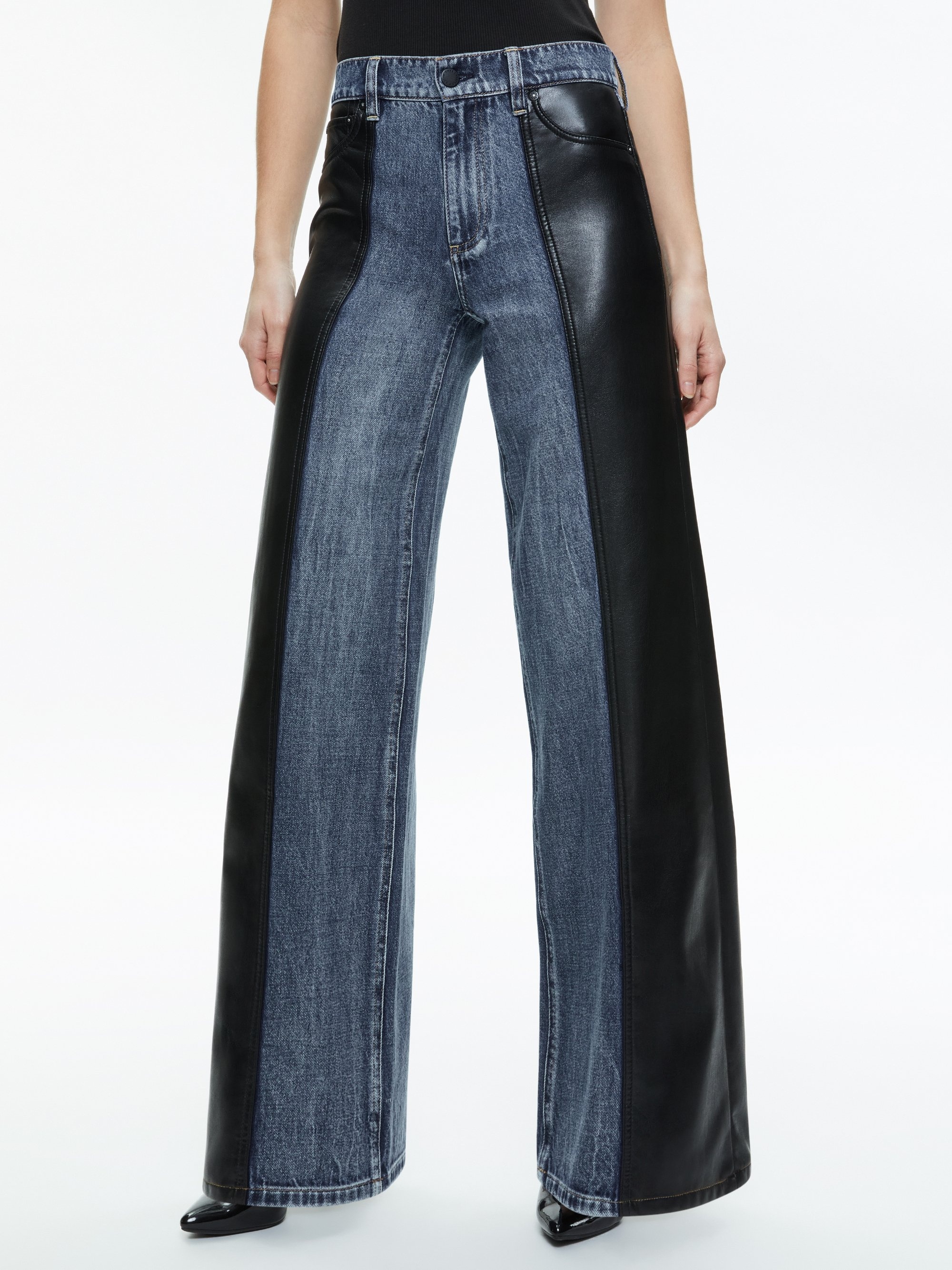 TRISH VEGAN LEATHER BAGGY JEAN - 4