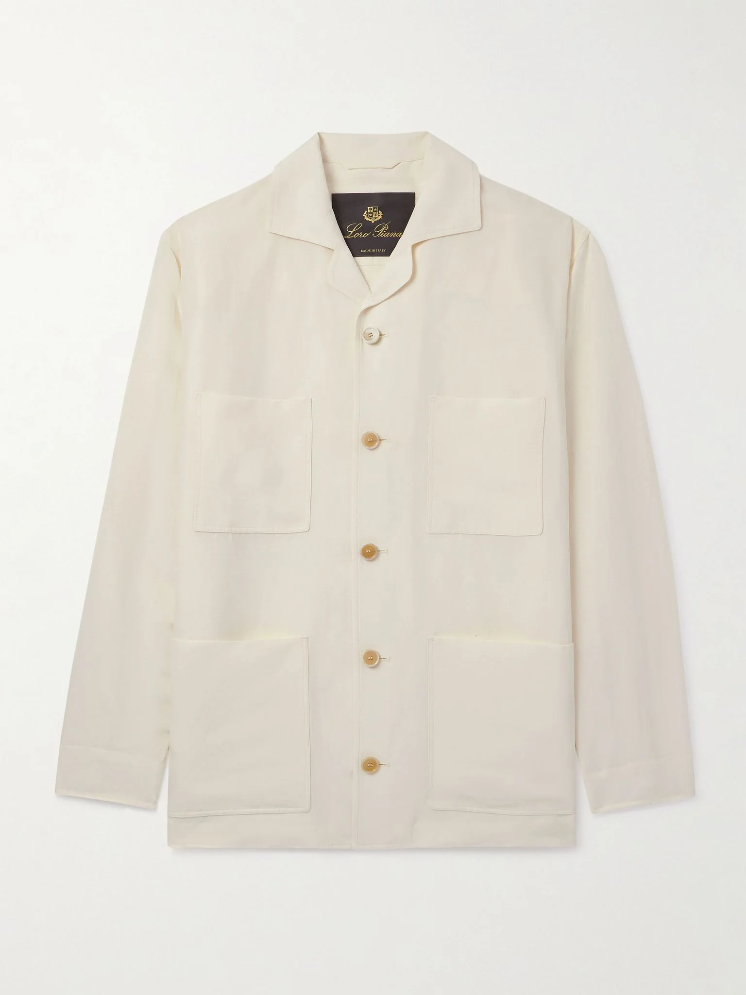 Joele Linen and Silk-Blend Overshirt White - 1