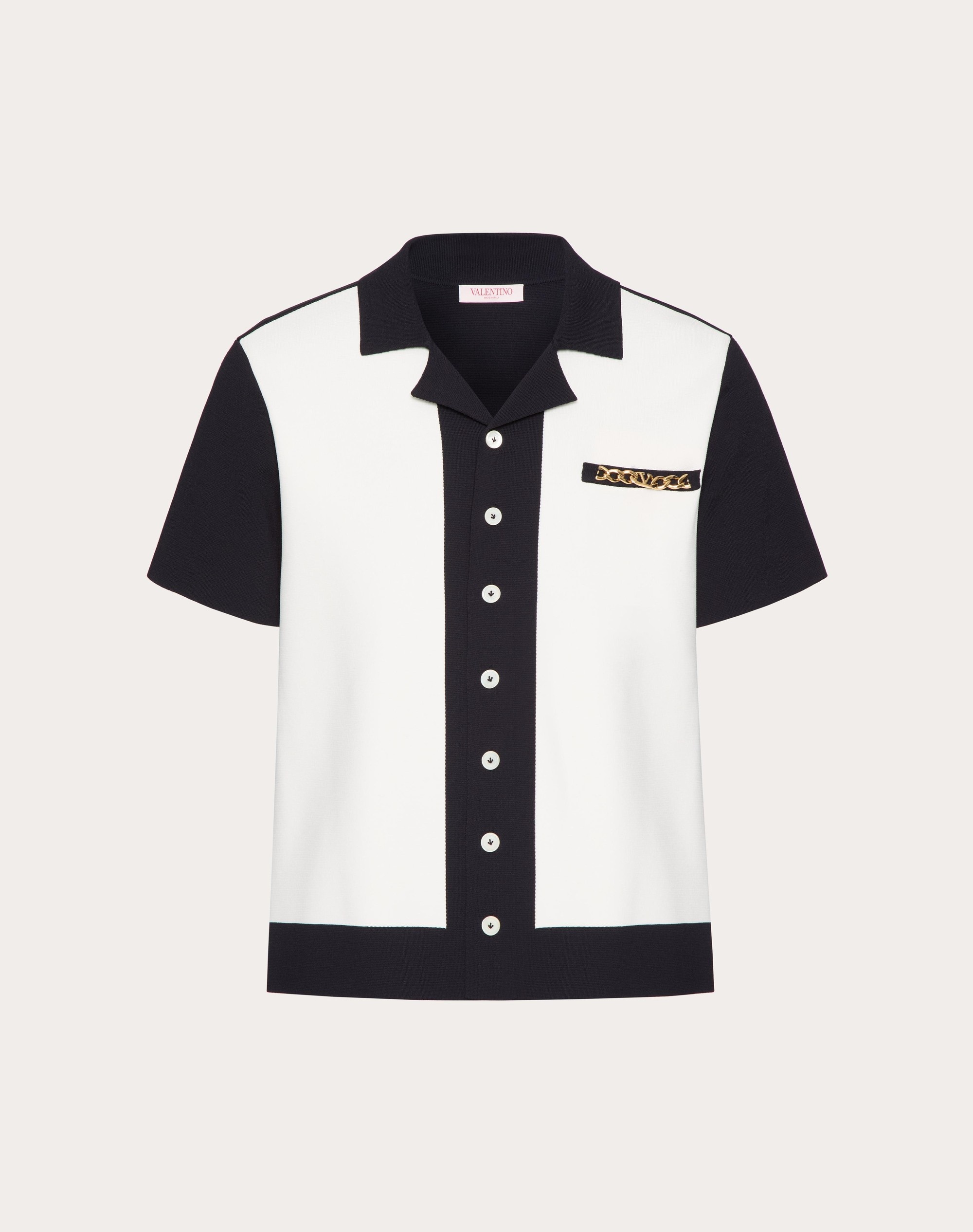 VISCOSE BOWLING SHIRT WITH VLOGO CHAIN AND VALENTINO EMBROIDERY - 1