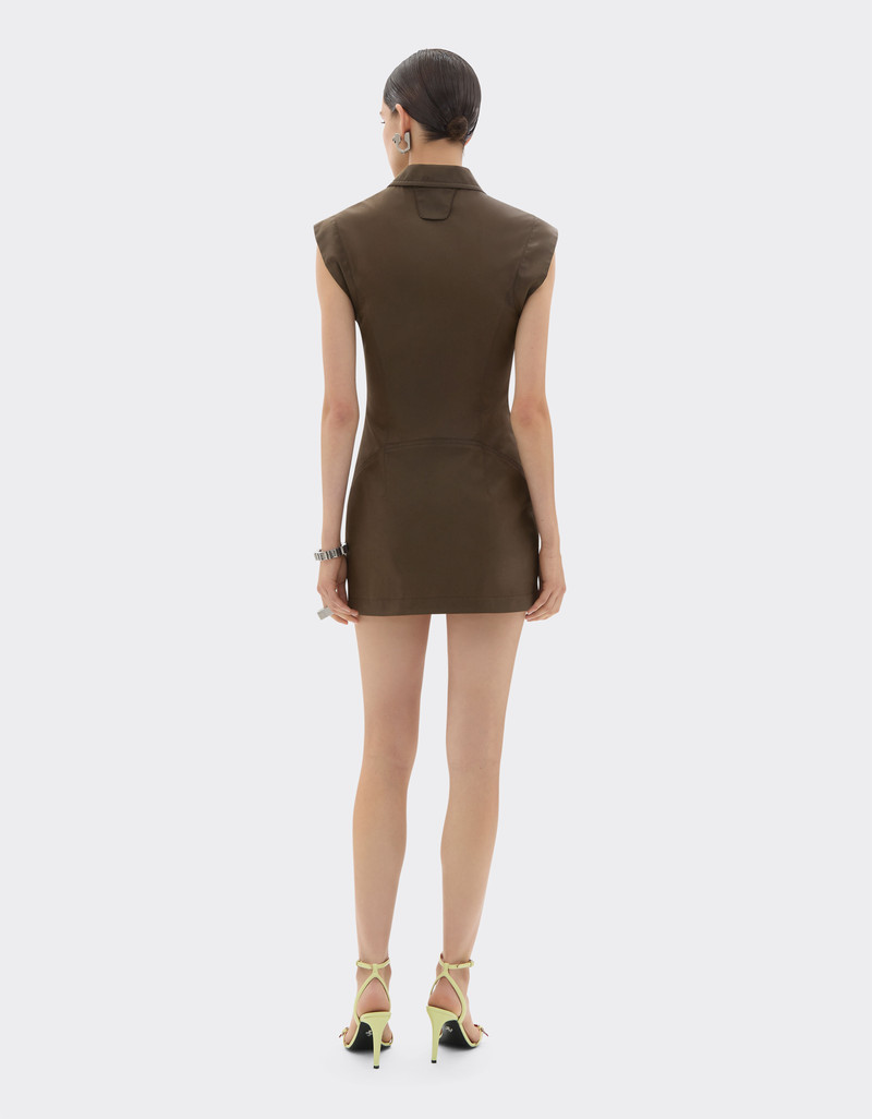 Mini dress in technical gabardine with a vintage effect 4