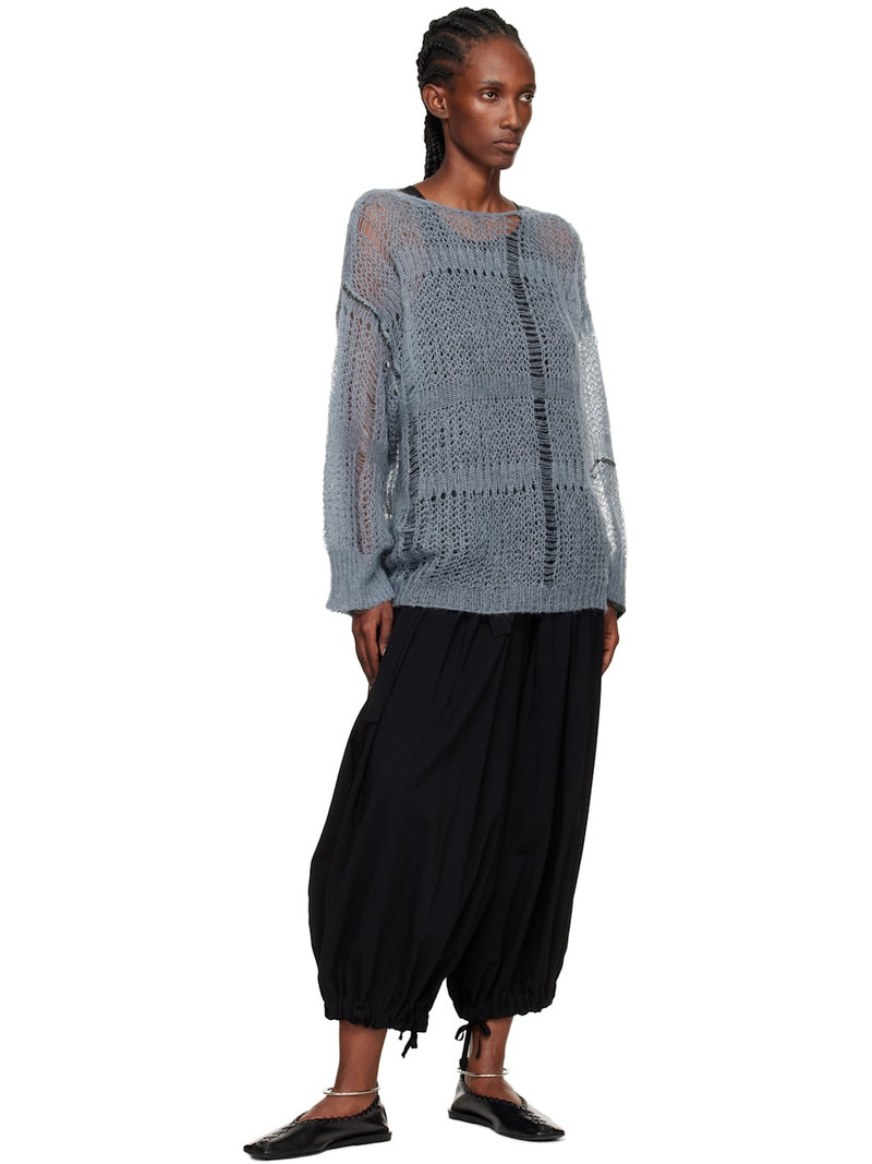 Y's Black Hard-Twisted Lawn Tucked Trousers outlook