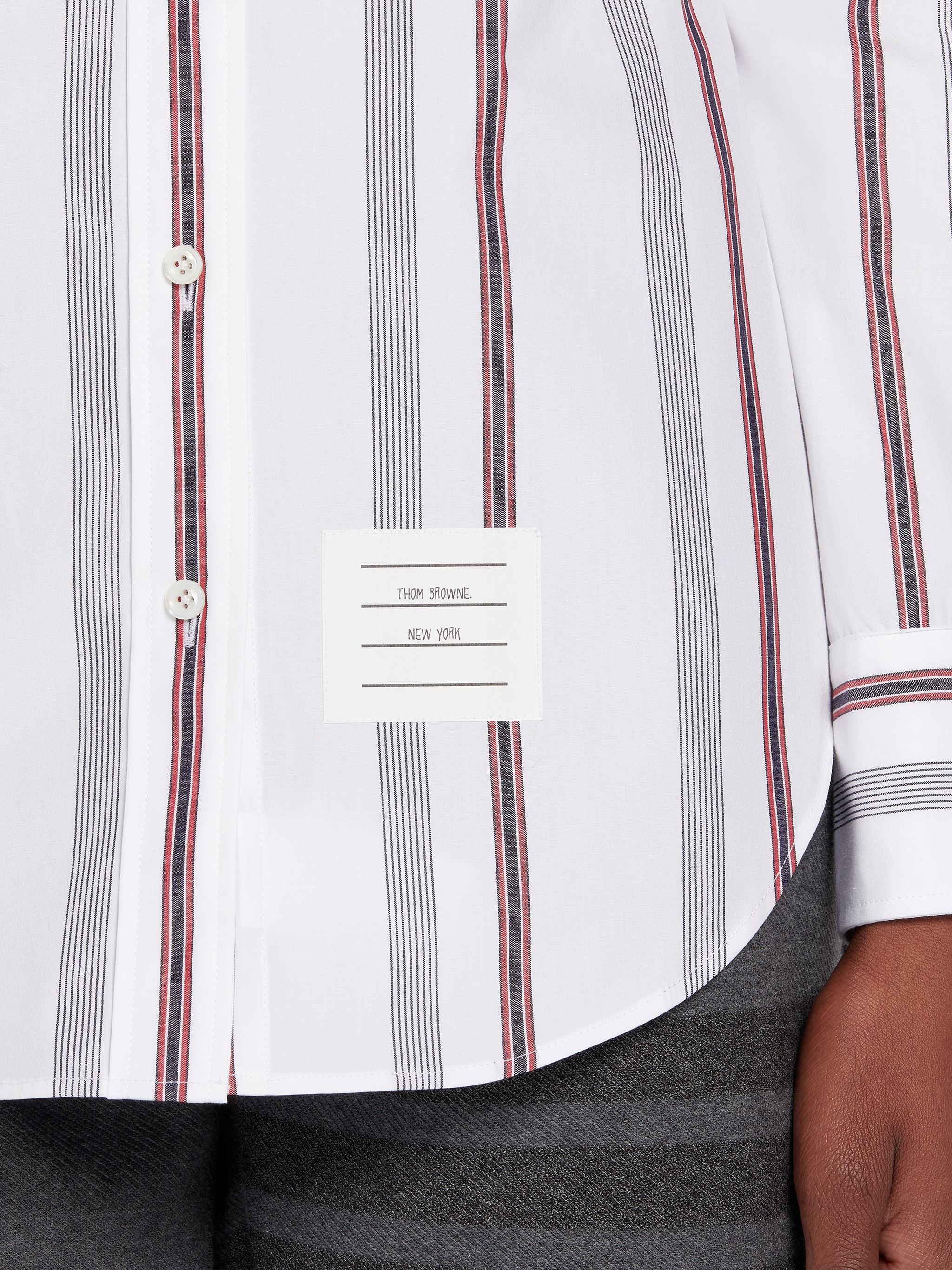 Multicolor Hairline Stripe Poplin 4-Bar Long-sleeved Classic Button Down Shirt - 6