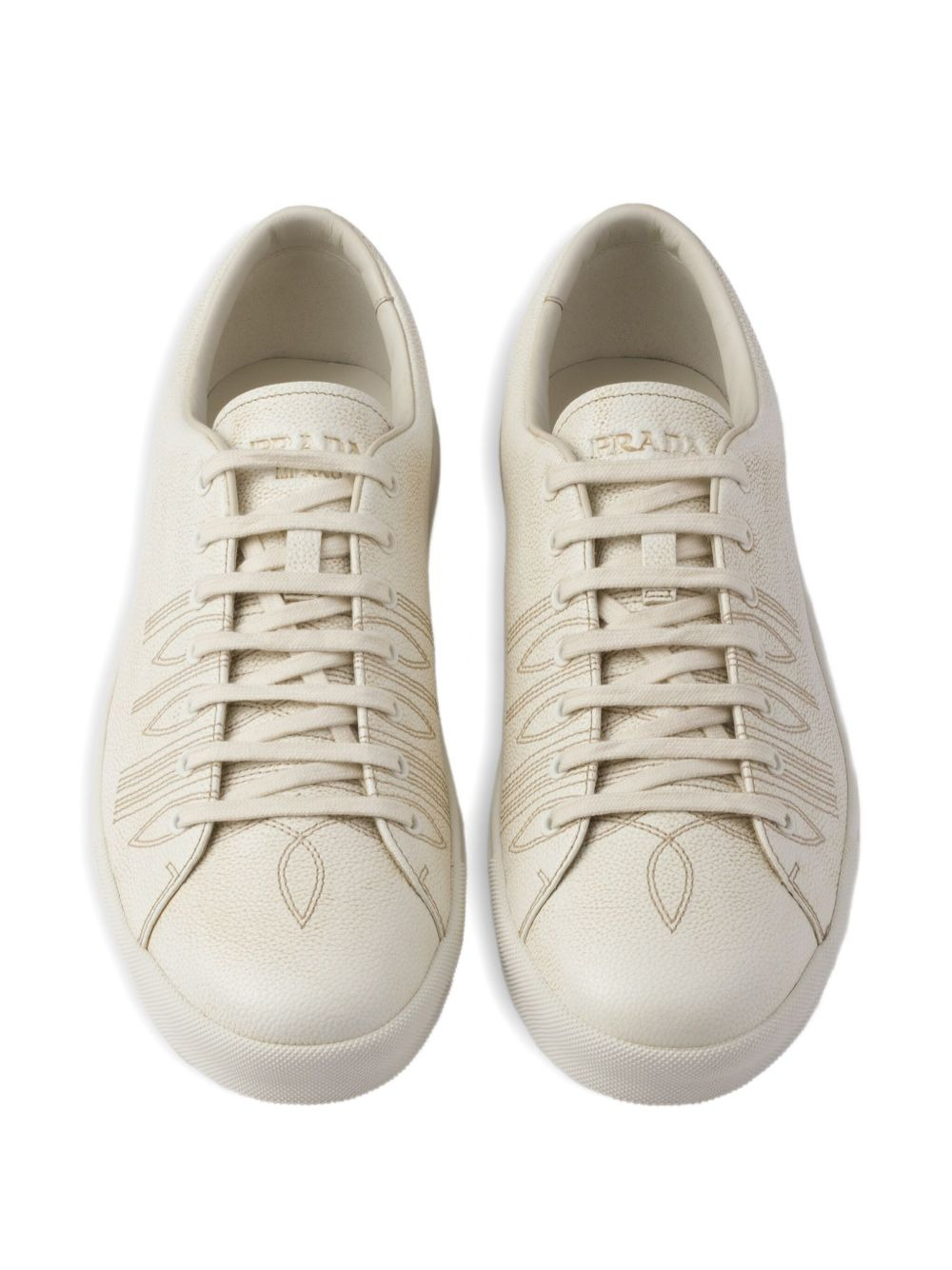distressed leather sneakers - 3