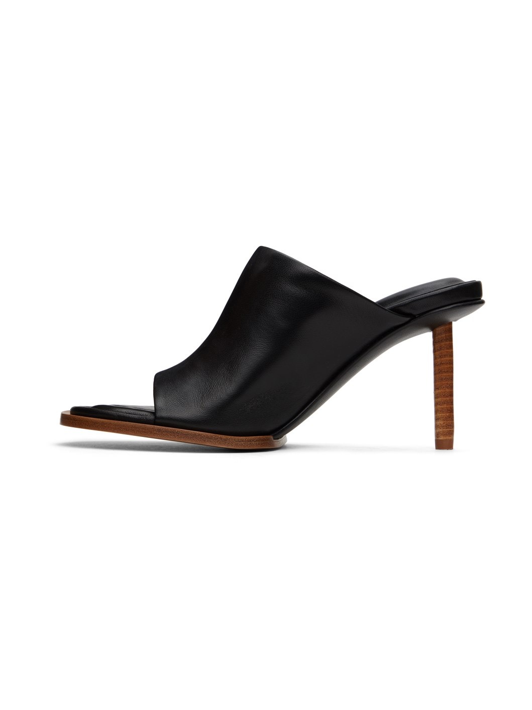 Black 'Les mules rond carré' Heeled Sandals - 3