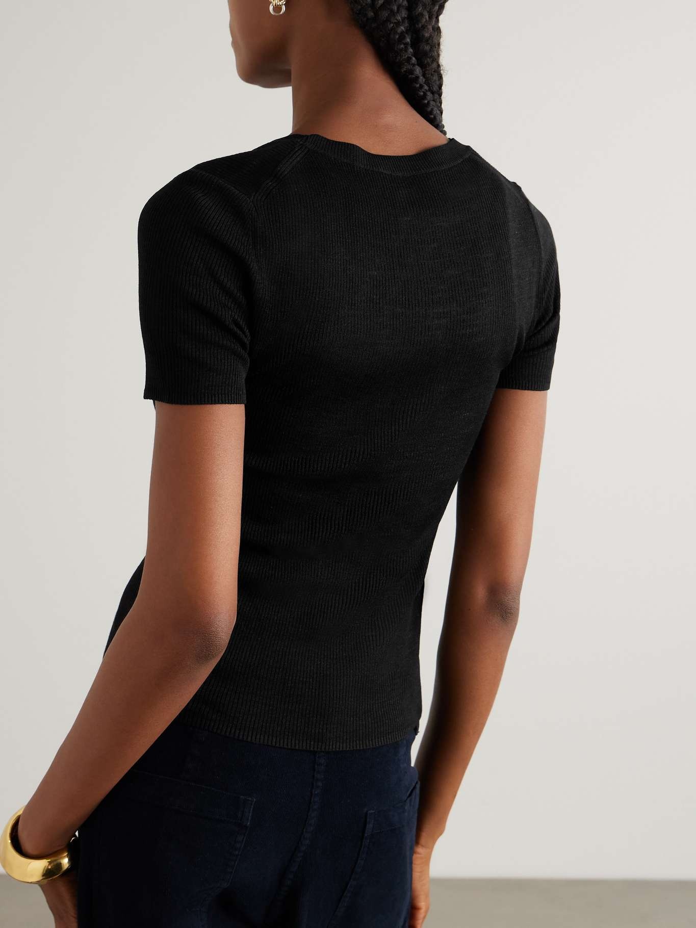 Araceli ribbed silk T-shirt - 4