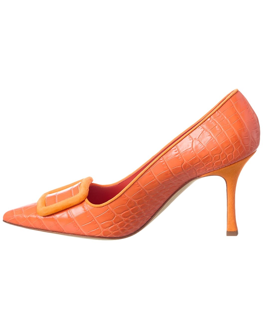Manolo Blahnik Maysale 90 Croc-Embossed Leather & Suede Pump - 2