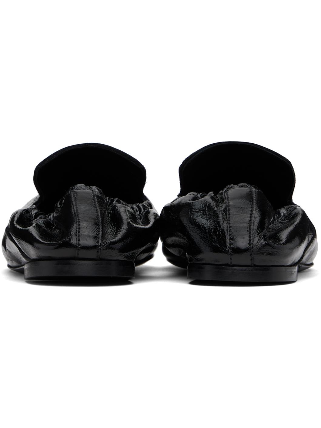 Black Elastic-Back Leather Loafers - 2