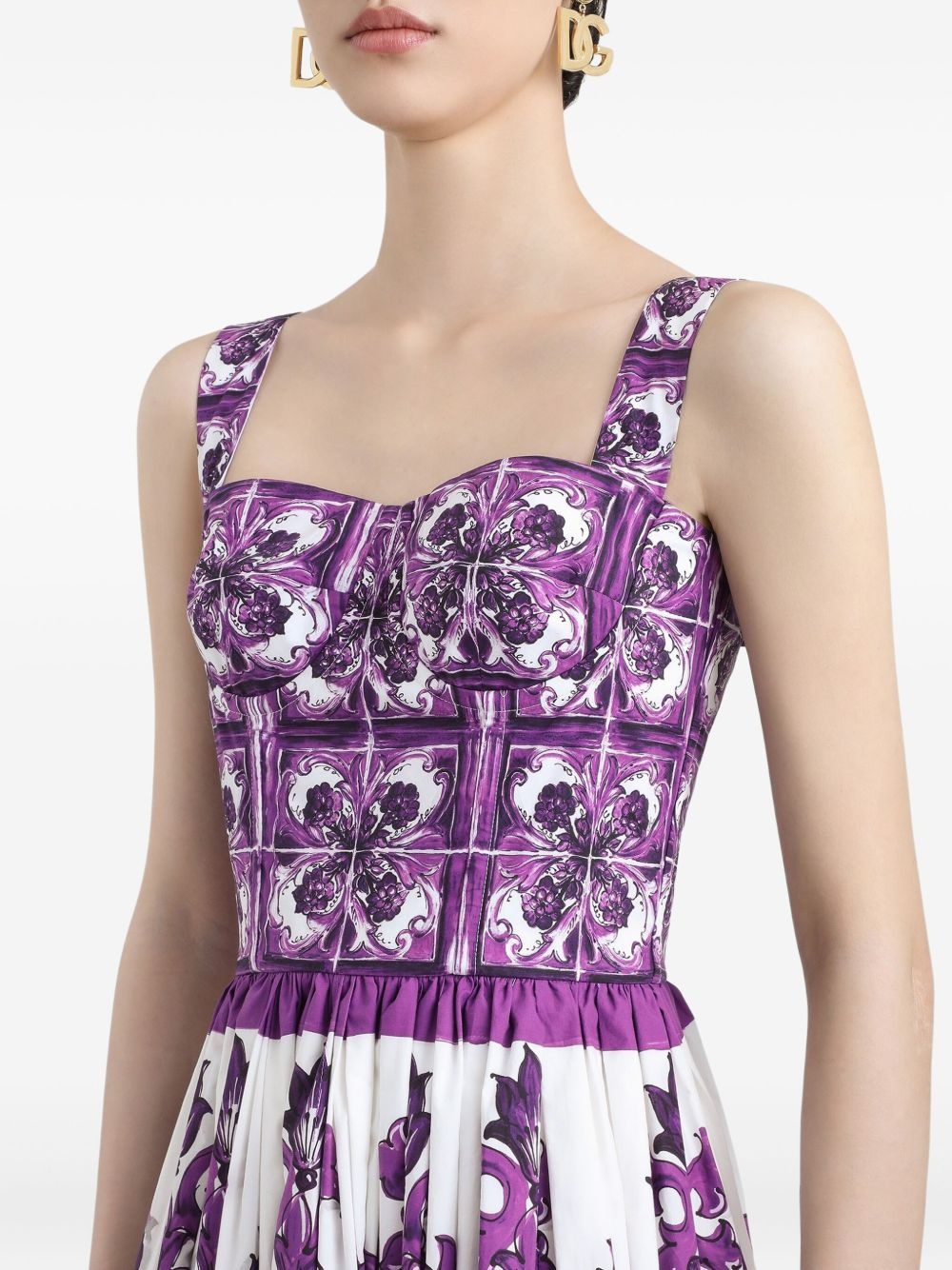 Majolica-print midi dress - 4