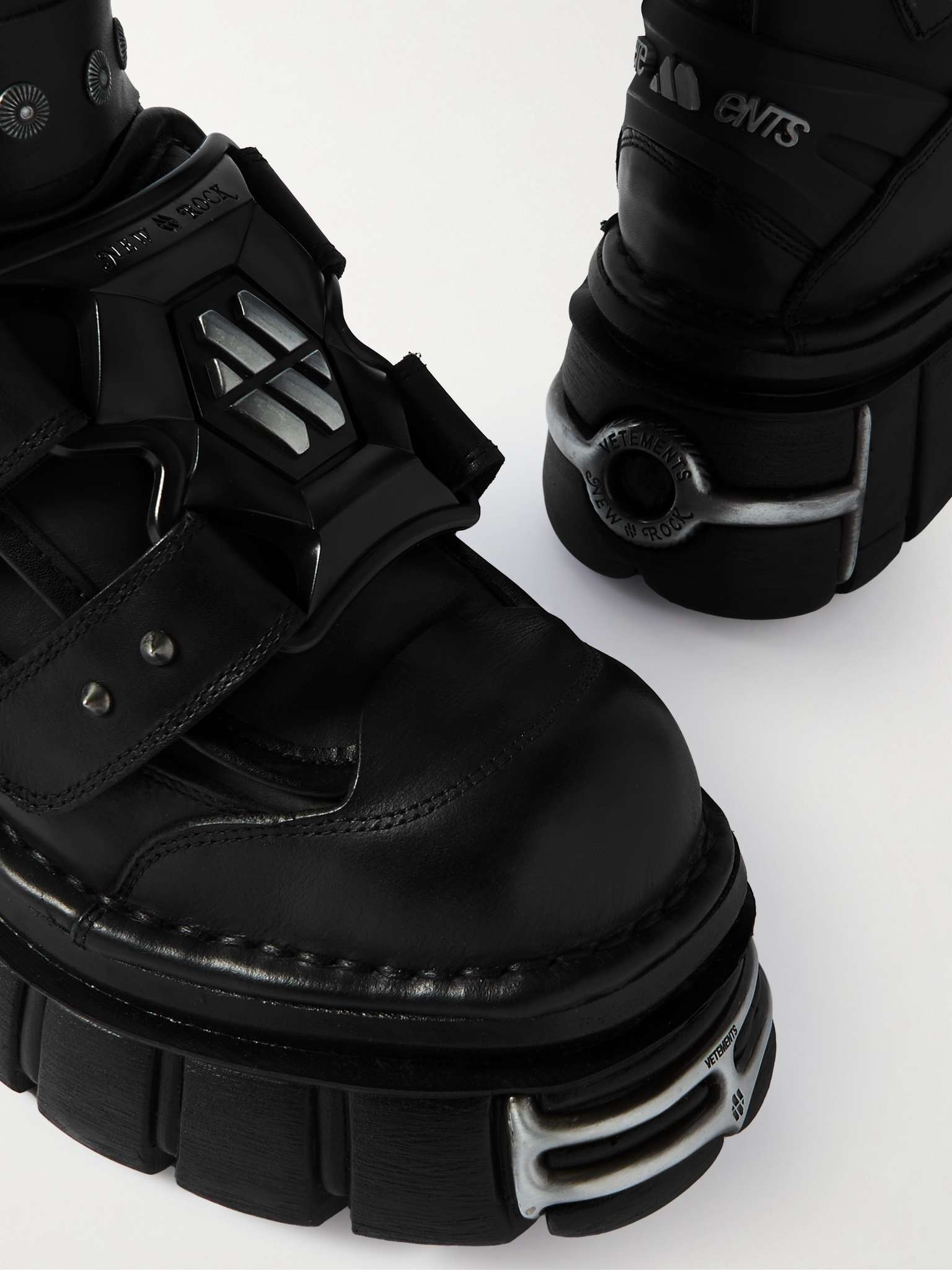 + New Rock Gamer Embellished Leather Platform Boots - 6