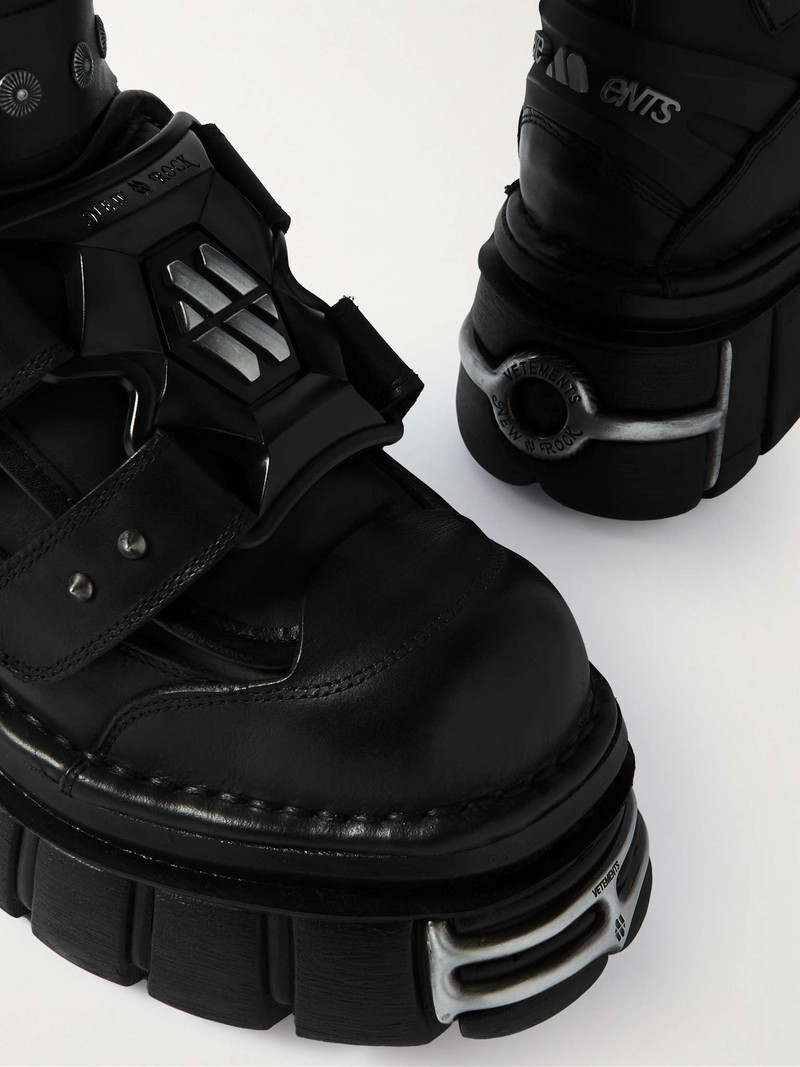 + New Rock Gamer Embellished Leather Platform Boots 6